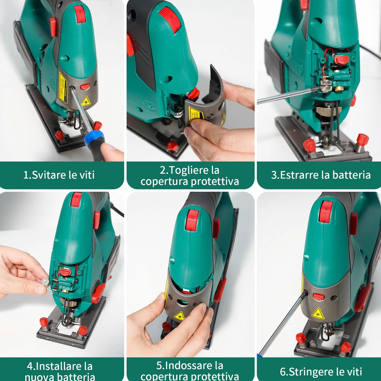 HYCHIKA Seghetto Alternativo 800W, Profondità di Taglio 110mm, 800-3000RPM, 6 Velocità variabile, Angolo di Inclinazione Regolabile da ±45 °, Adatto a Metallo e Legno