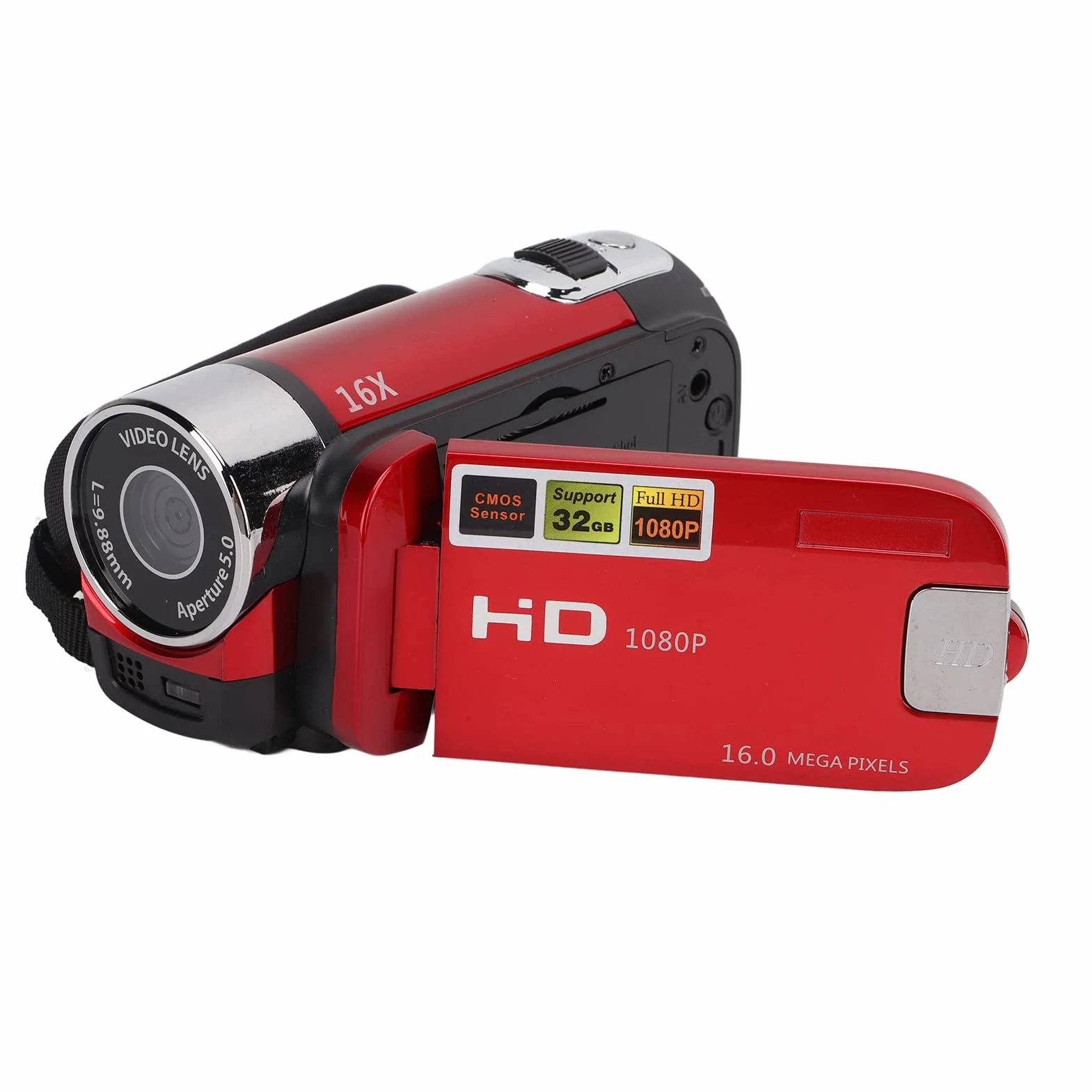Greensen Videocamera Digitale 4K 48MP, Videoregistratore con Zoom Digitale 16X Videocamera con Schermo Rotante a 270° da 2,7 Pollici per Principianti e Bambini (rosso)