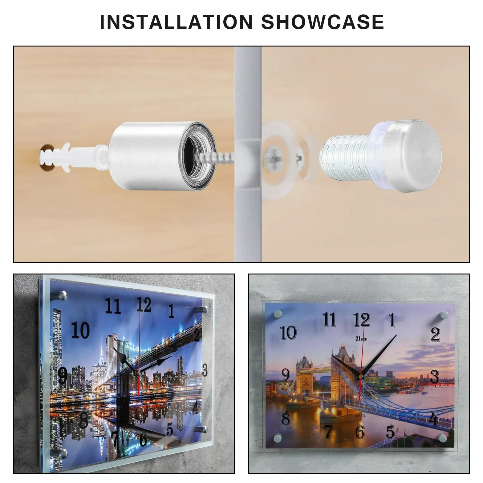 Viti di Fissaggio in Acciaio Inox per Vetro 12 x 20mm 20 Pezzi