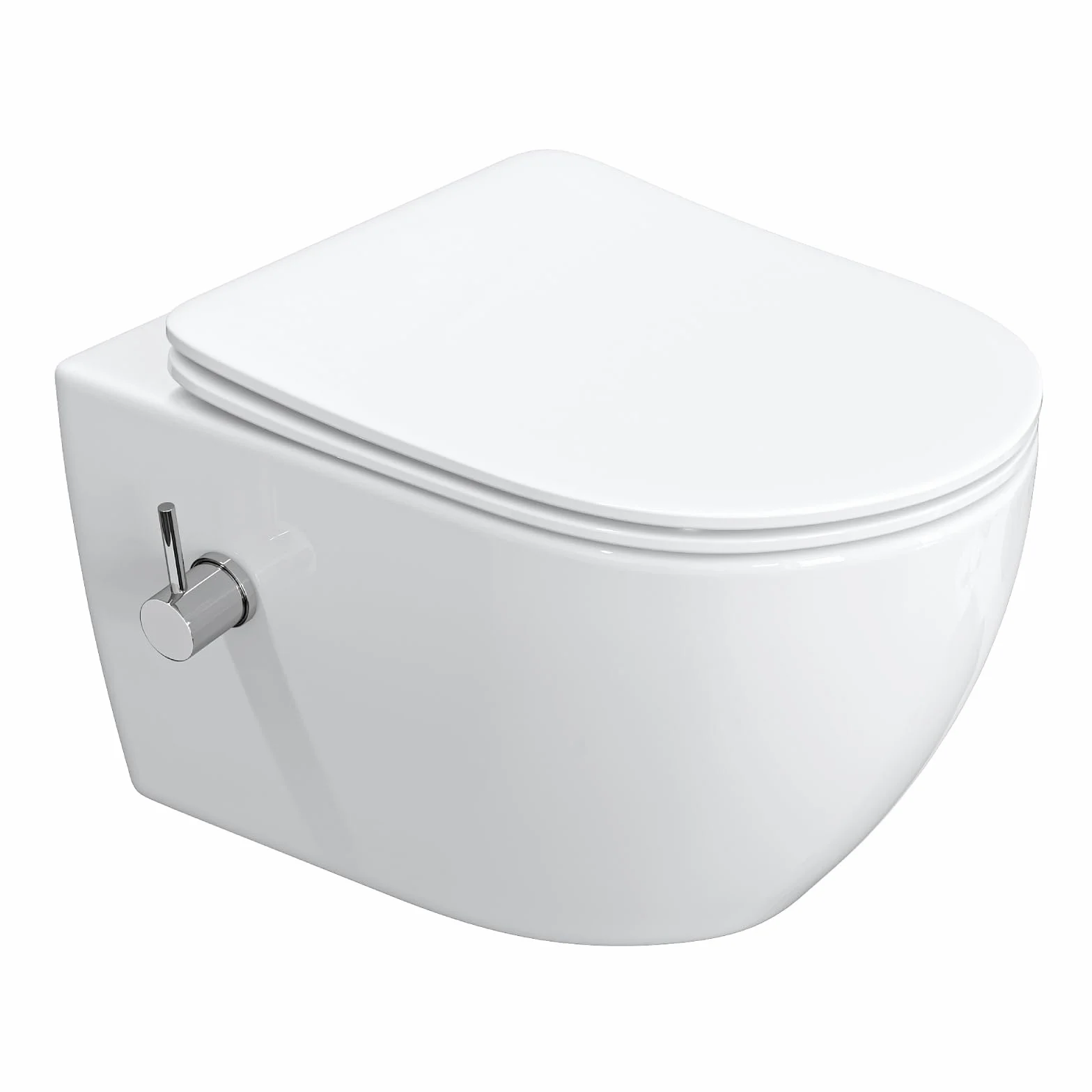 HOROW WC sospeso con bidet integrato, nano-rivestimento, sedile con abbassamento automatico, acqua fredda, 53x36x35 cm