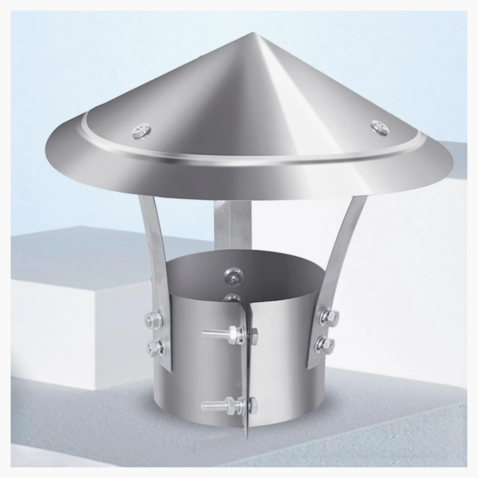 Comignolo Conico zincato - Copertura Rotonda per sfiato di Scarico, Protezione Isolante per Tubi, Protezione da Pioggia e Neve, Cappuccio per Tetto Resistente (Dimensioni: D26 cm/10,24 polli
