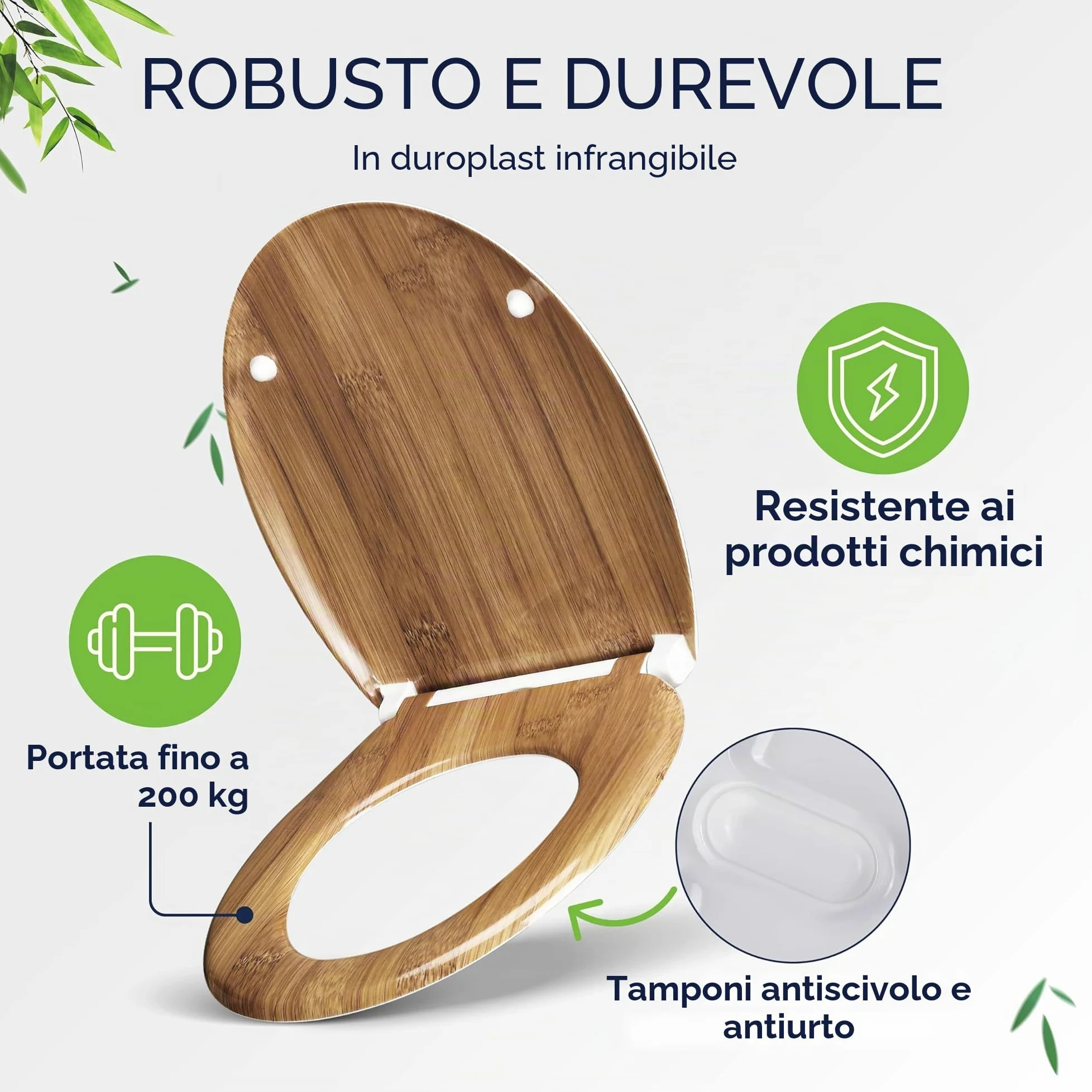 Casaria Copriwater Universale Doppia Chiusura Silenziosa Duroplast Antibatterico Montaggio Rapido