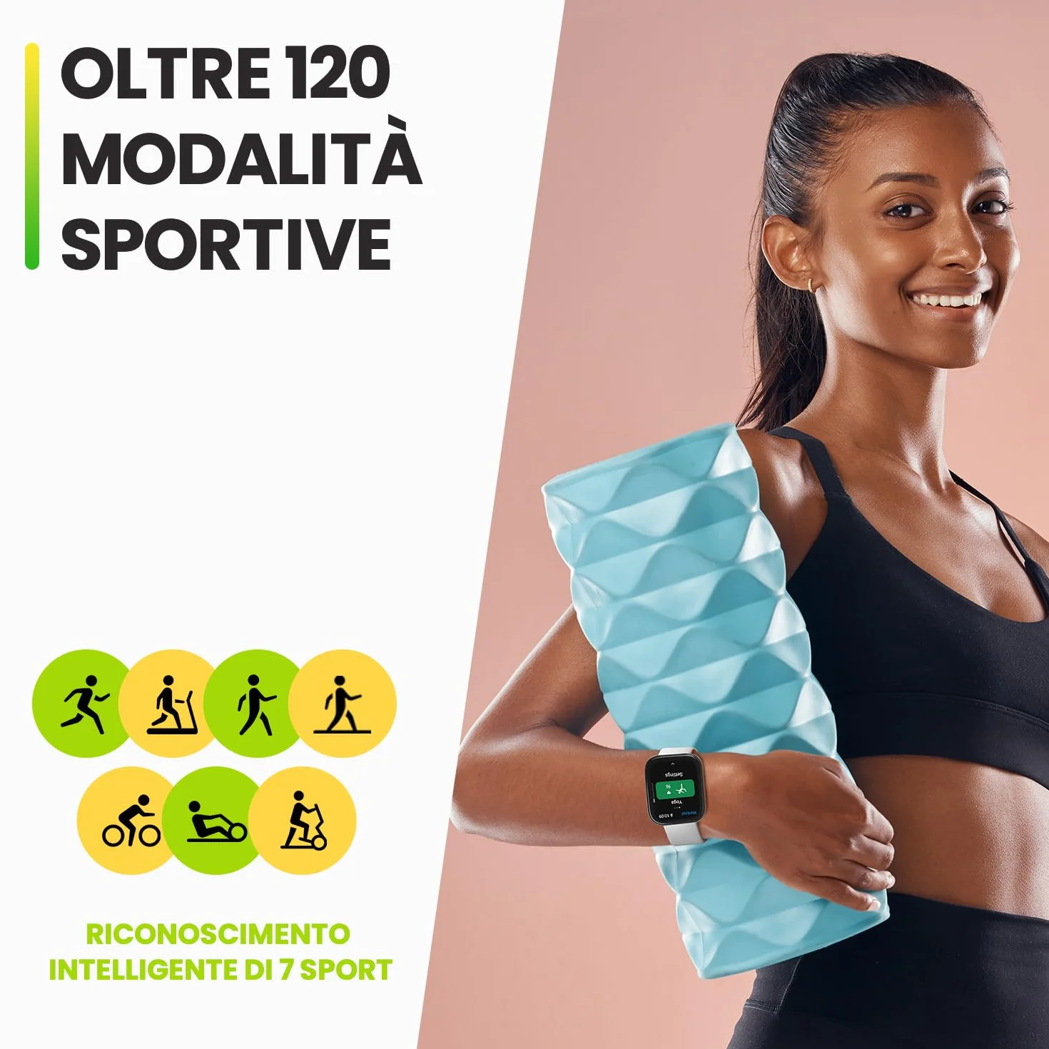 Amazfit Bip 5, 46 mm, Smartwatch, Schermo grande, chiamate Bluetooth, Alexa, GPS, durata della batteria di 10 giorni, fitness tracker con frequenza cardiaca, monitoraggio dell'ossigeno nel sangue