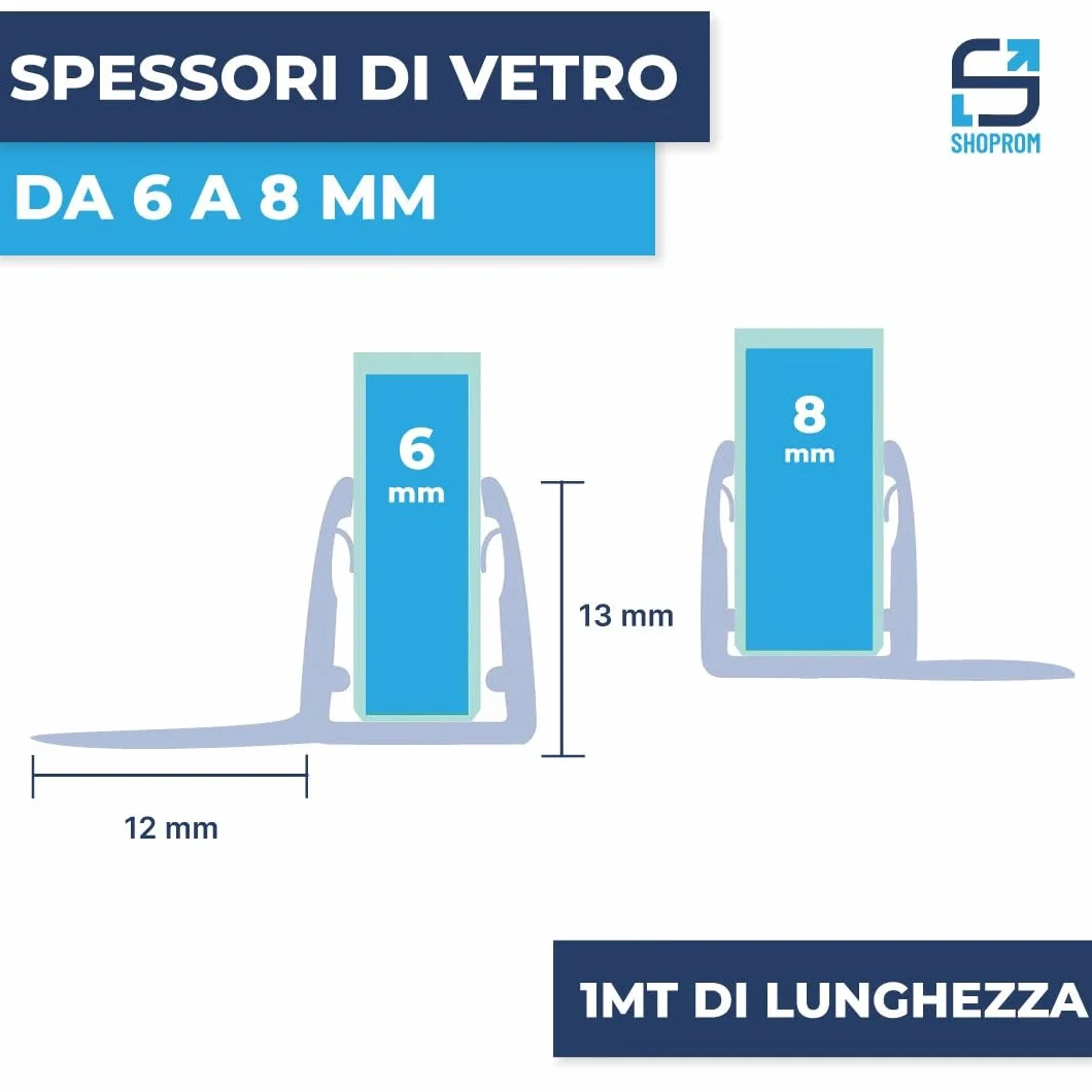 Guarnizione Box Doccia in PVC con Gocciolatoio 100 cm Trasparente Antimuffa