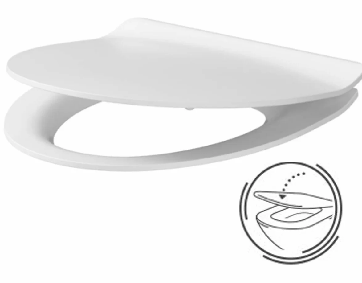 Completo per WC Toilette di ceramica stand – Set di design con cassetta Parva Slim in Duroplast, Sedile WC con abbassamento automatico SoftClose con funzione