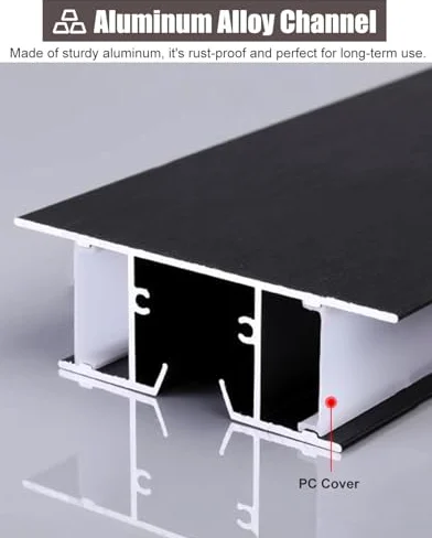 Dimensioni delle modanature per soffitti, Modanatura della finitura del soffitto in alluminio Modanatura della corona del diffusore a canale LED bifacciale Lunghezza personalizzata(15ft (4.6m))