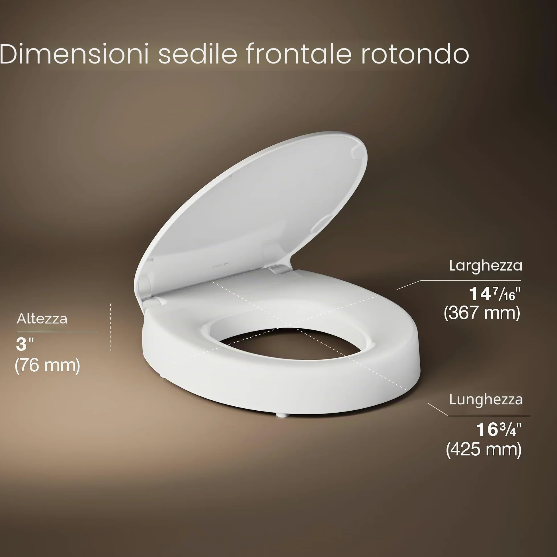 Hyten - Sedile WC rialzato, con chiusura silenziosa, colore: bianco