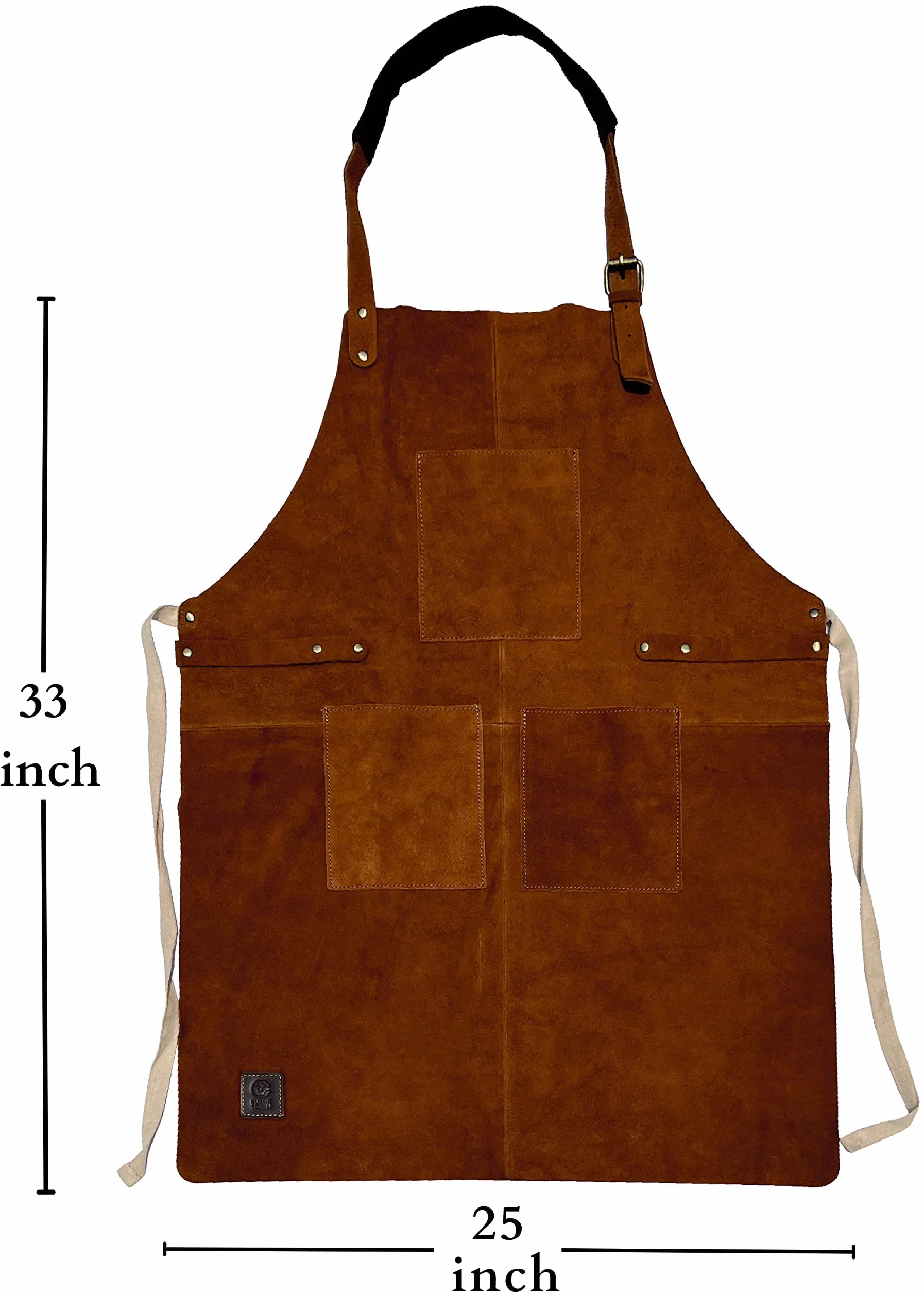 Rustic Town Genuine Leather Grill Work Apron with Tool Pockets ~ Adjustable up to XXL for Men & Women ~ Gift Ideas for Him Her