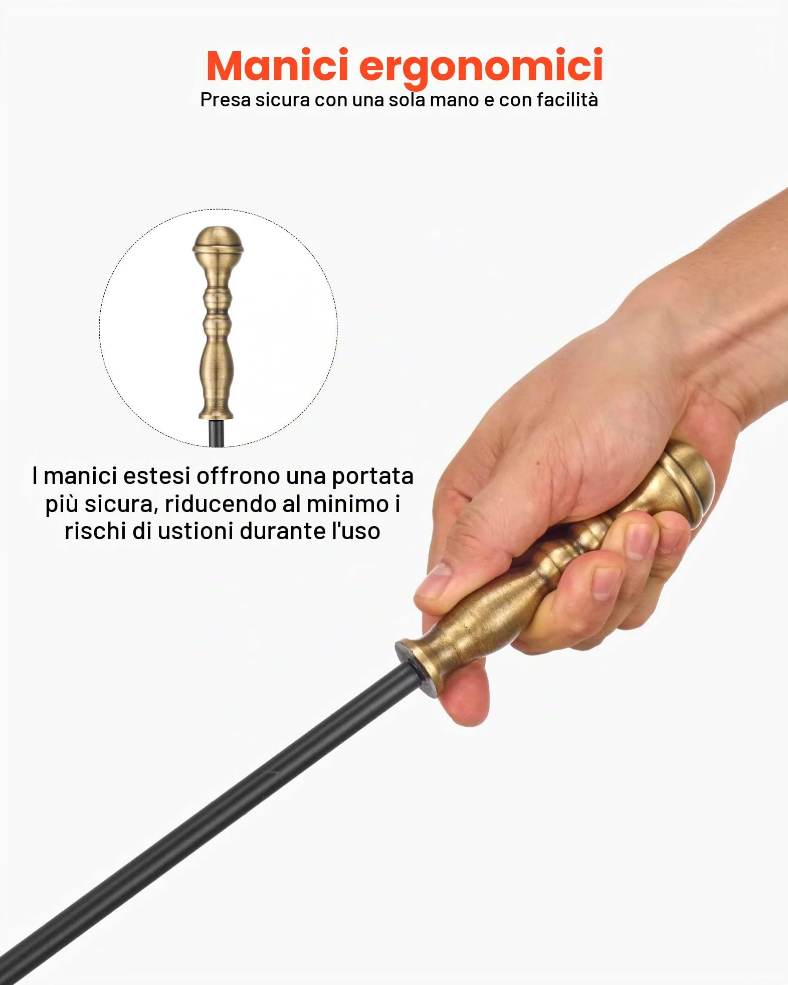 VEVOR Set di Attrezzi per Camino, 5 Pezzi, con Supporto a Cinque Punte, Pinze, Paletta per Cenere, Spazzola, Attizzatoio per Caminetto, Accessori per Camino in Ferro Battuto per Falò, Nero e Ottone