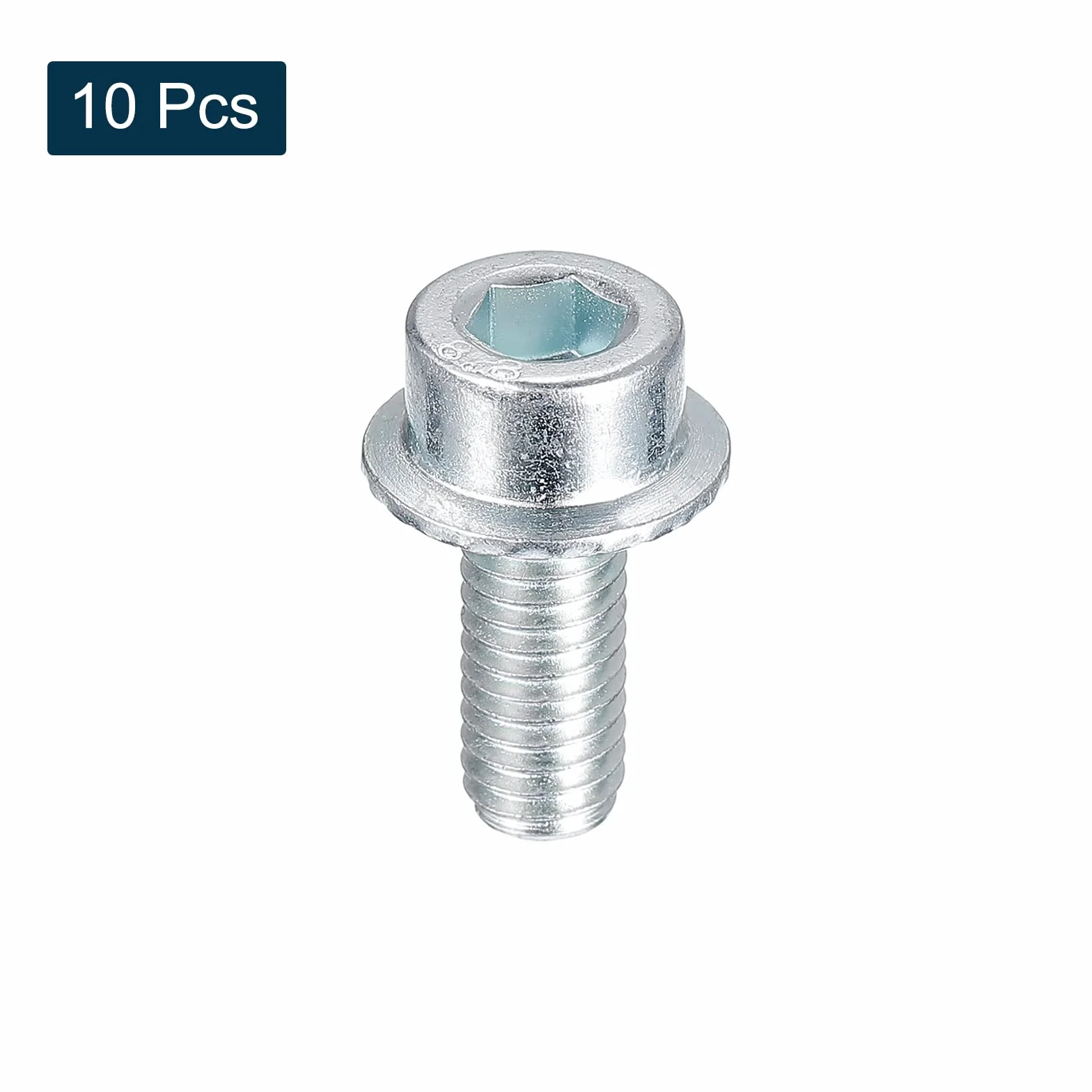 sourcing map Viti a testa cilindrica flangiata M6 x 14 mm, Grado 8.8 Acciaio al Carbonio, 10 Pezzi