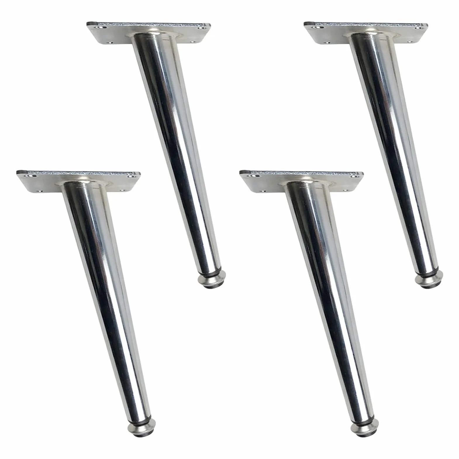 Generico Gambe per Mobili Piedini Conici Cromati 4 Pezzi Regolabili in Ferro Cromato Vernice Spray Altezza Divano: 10,5-43,5 cm Piedini per Mobile 20,5 cm/8"