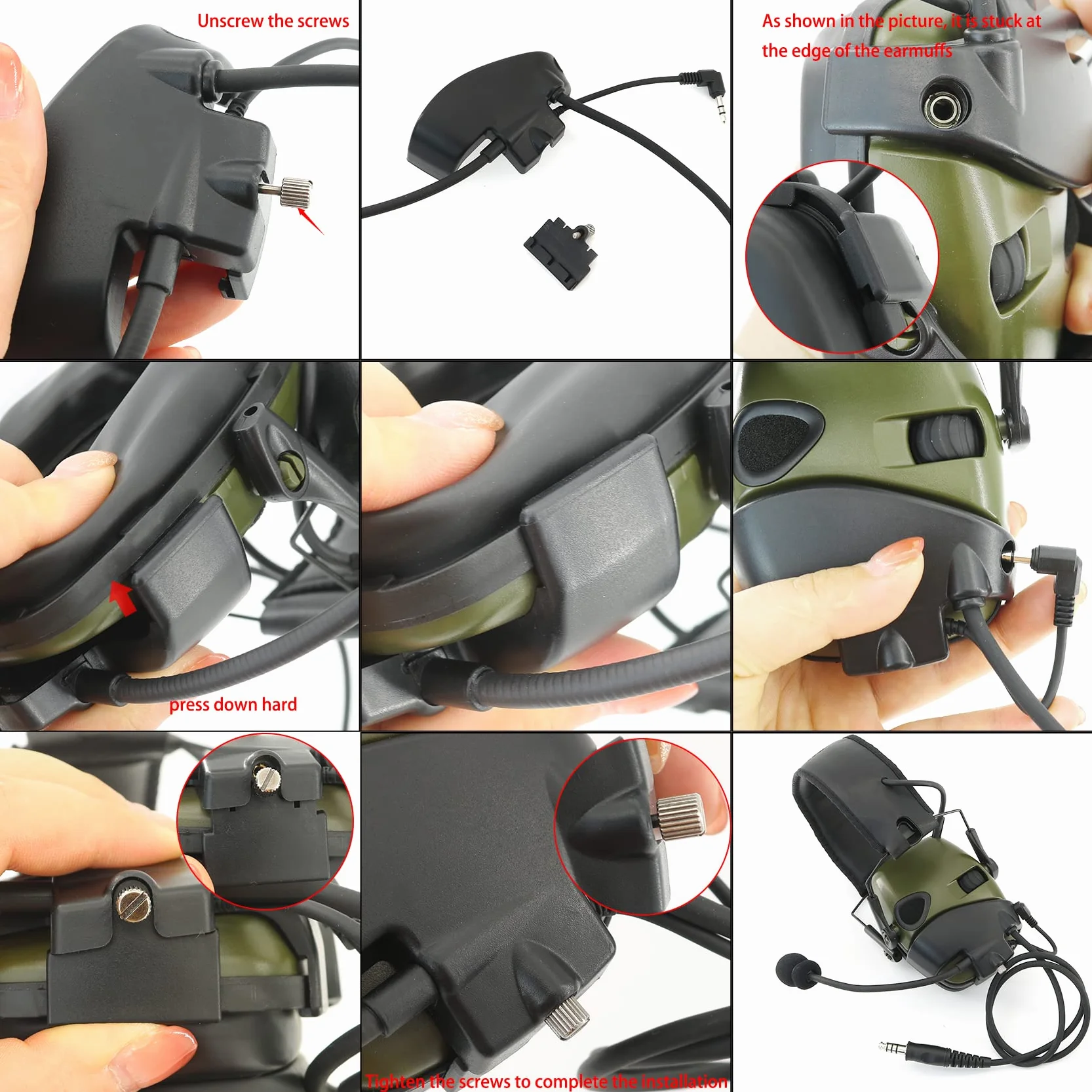 Microfono e PTT per cuffie Howard Leight Impact Sport con cancellazione del rumore Airsoft (Tan)