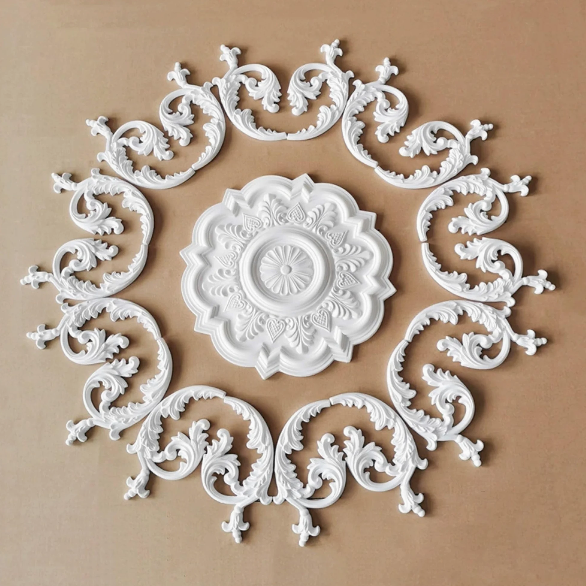 125cm Rosone Lampadario Soffitto Bianco Polistirolo Decorativo | Medaglione del Ventilatore Rotonda Moderno per Pareti Portalampada