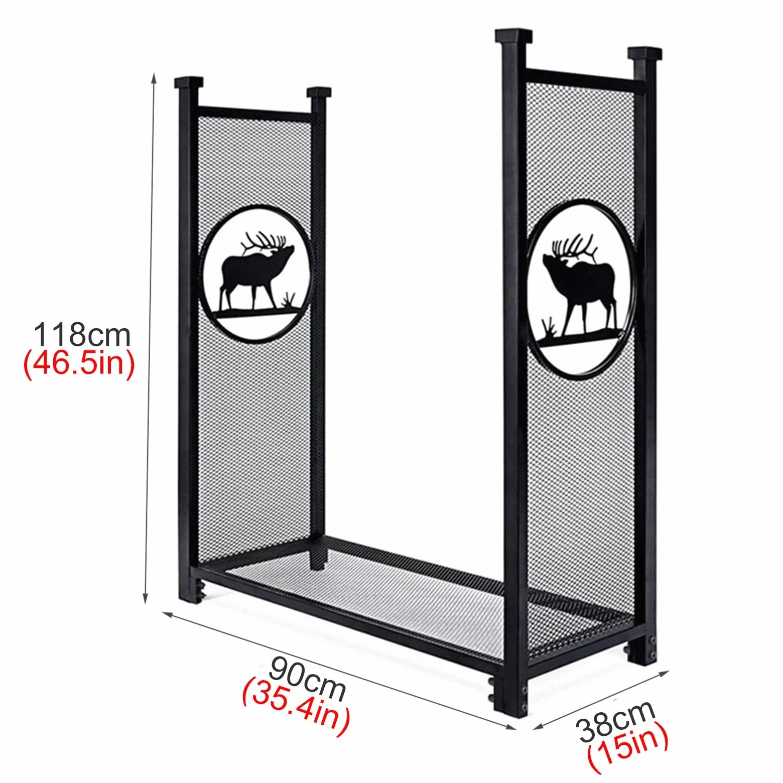 Portalegna da ardere in metallo resistente, 1,2 m, per patio, giardino, portico, terrazza, legname per una gestione efficiente della legna da ardere