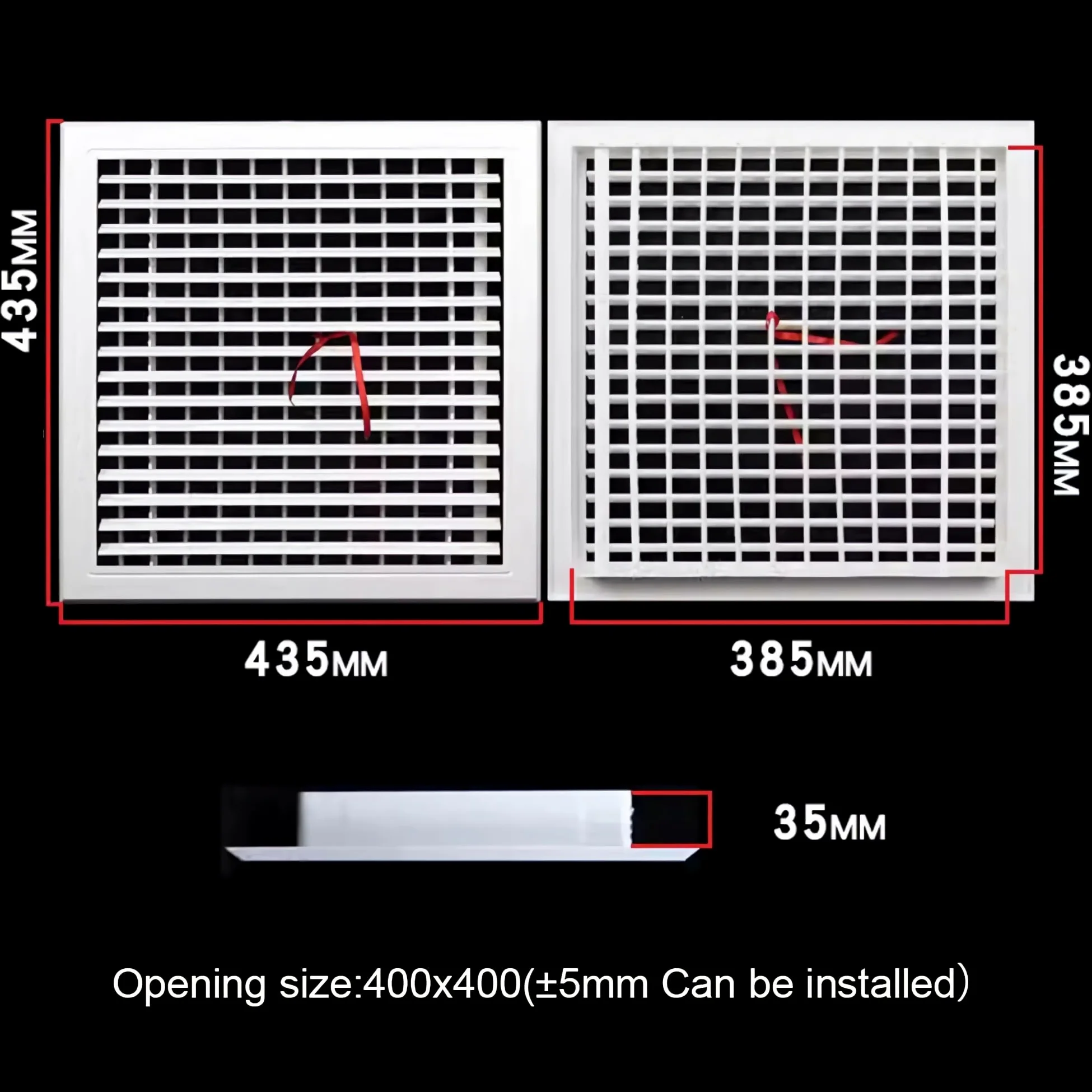 Griglia di ventilazione a parete in ABS | Dimensioni multiple bianche for armadio da cucina, guardaroba, bagno, garage: ventilazione(400x400mm)