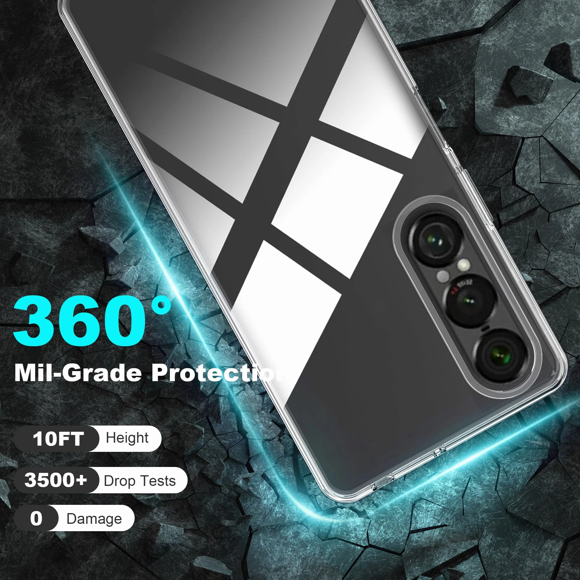 Cover per Sony Xperia 1 VII Custodia per Assorbimento degli Urti Sottile Morbida in Silicone TPU Protettiva [Protezione da Caduta] + [1 Pezzi] Vetro Temperato -Trasparente