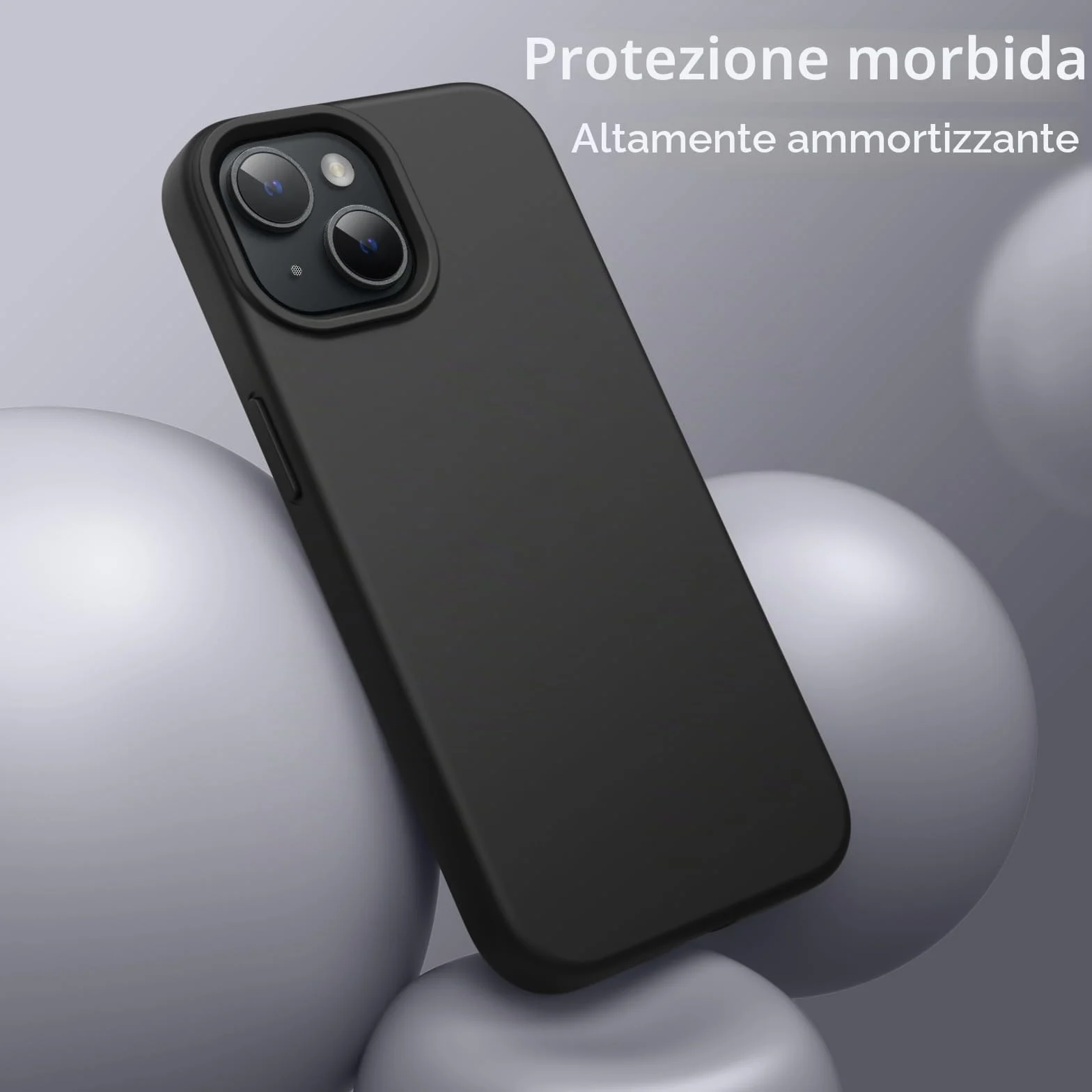 JETech Cover in Silicone per iPhone 13 6,1 Pollici, Custodia Protettiva per Tutto il Corpo Morbida al Tatto, Copertura Antiurto con Fodera in Microfibra (Nero)