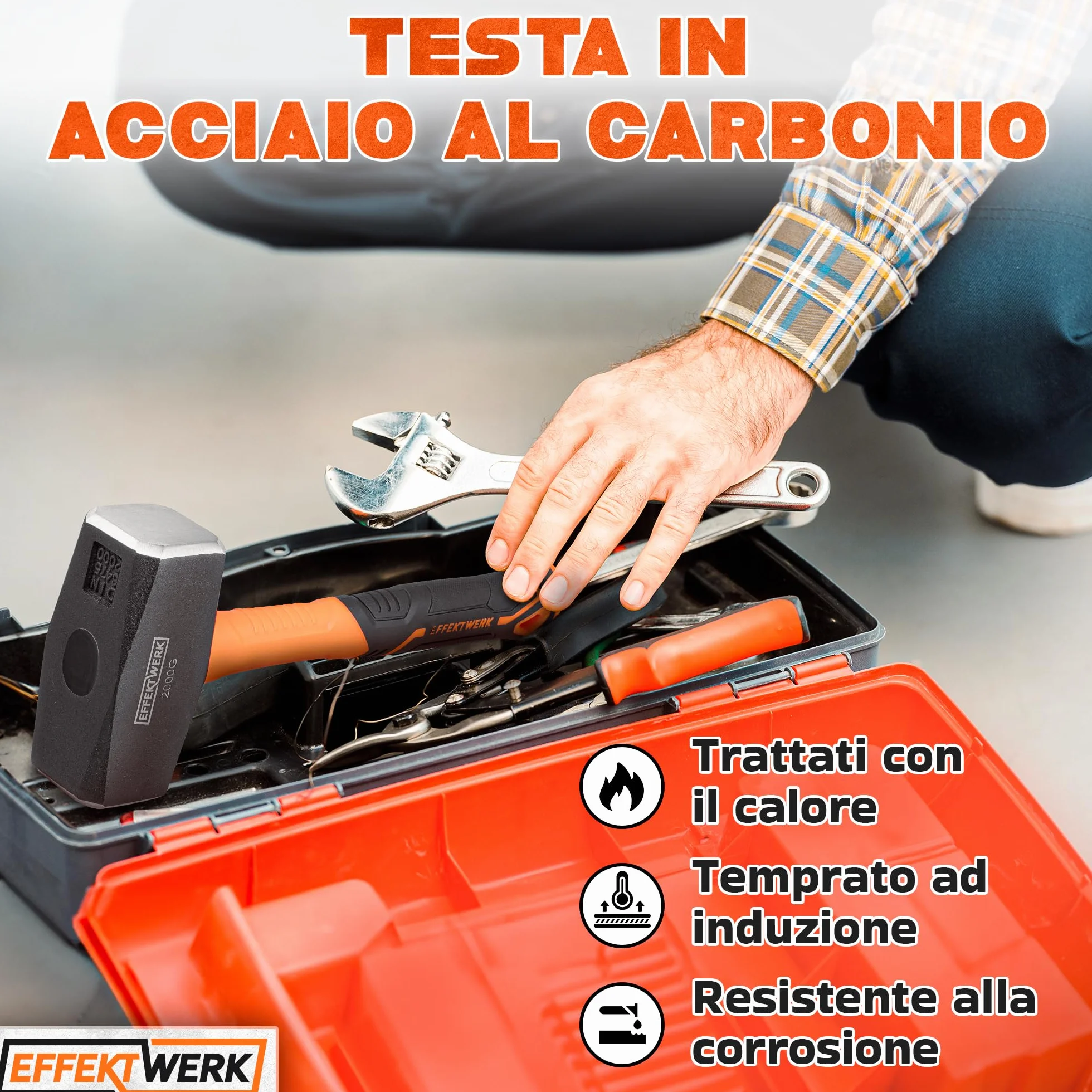 Martello a manico lungo 2 kg 4,4 lb fibra di vetro 24 cm testa in acciaio forgiato demolizione