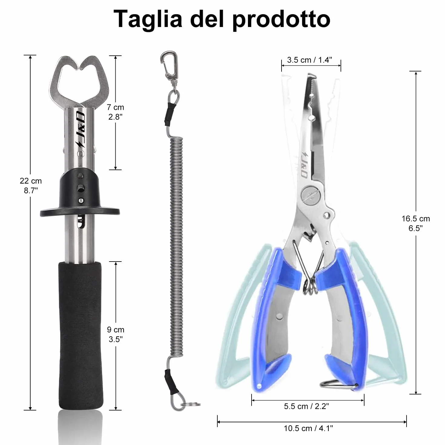 J&D Pesca Pinze Labbra Gripper Acciaio Inossidabile Multifunzionale Gancio Rimozione Strumento con Cordino