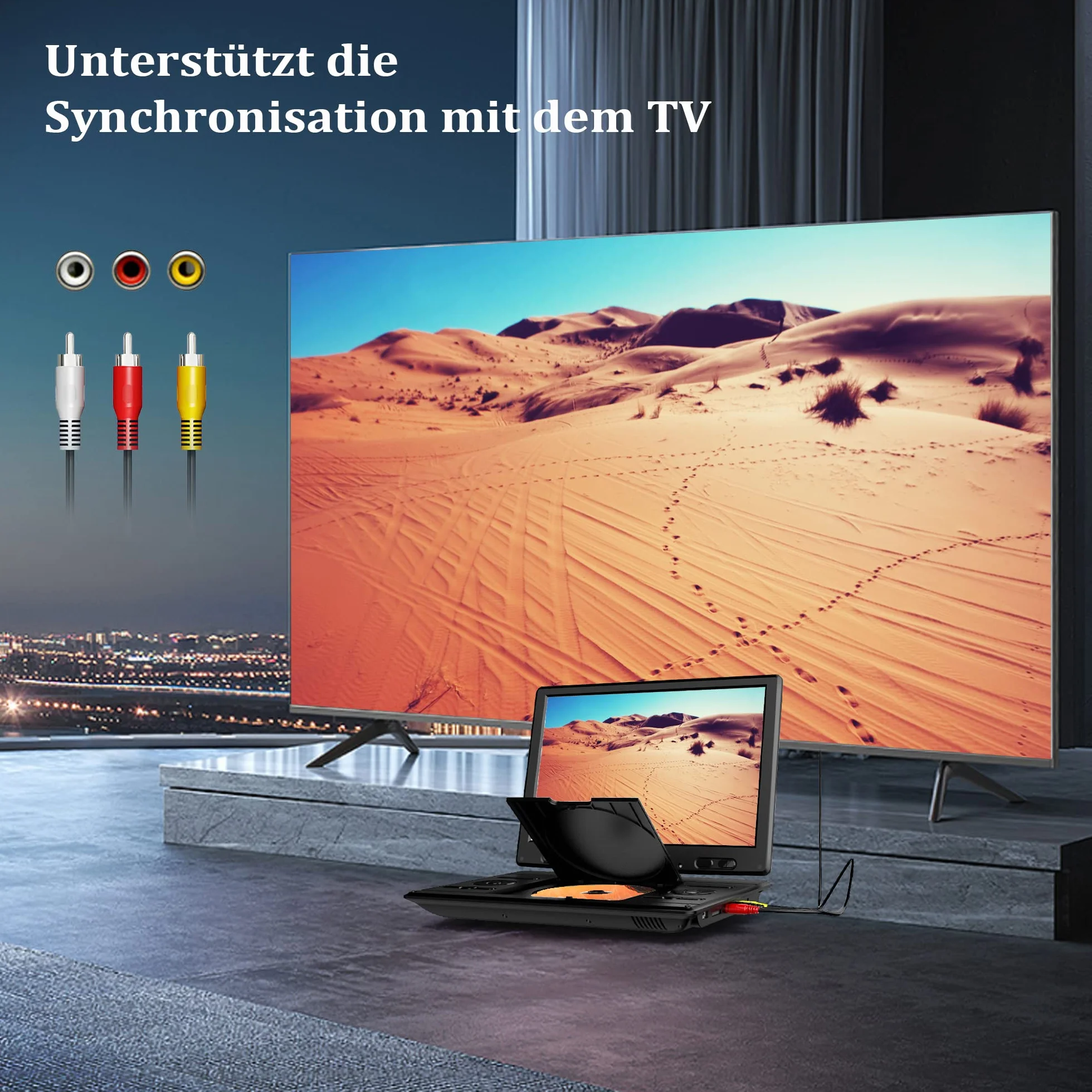 Lettore DVD Portatile da 14,9" per Auto con Schermo HD Orientabile da 12,5" - Supporto Poggiatesta, CD Player con Proiettore TV Sync, Porta USB/SD per Bambini