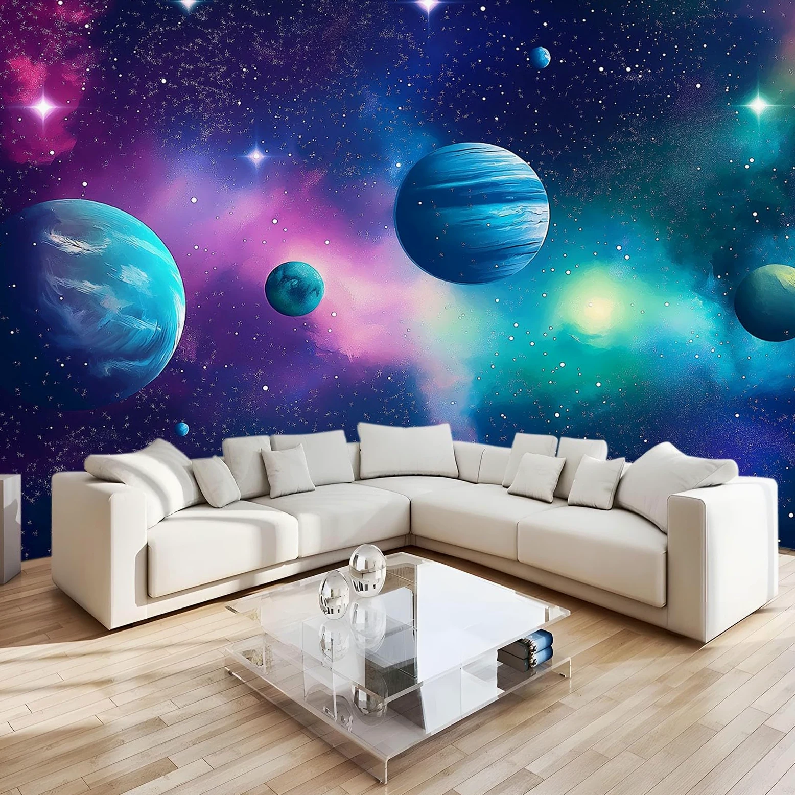 Generico Carta Da Parati Soggiorno Tema Dello Spazio Planetario 250x175 cm Fotomurali Moda Decorazione da Muro Poster Carta per pareti 3D, per Camera Letto Ufficio Cameretta Bambini