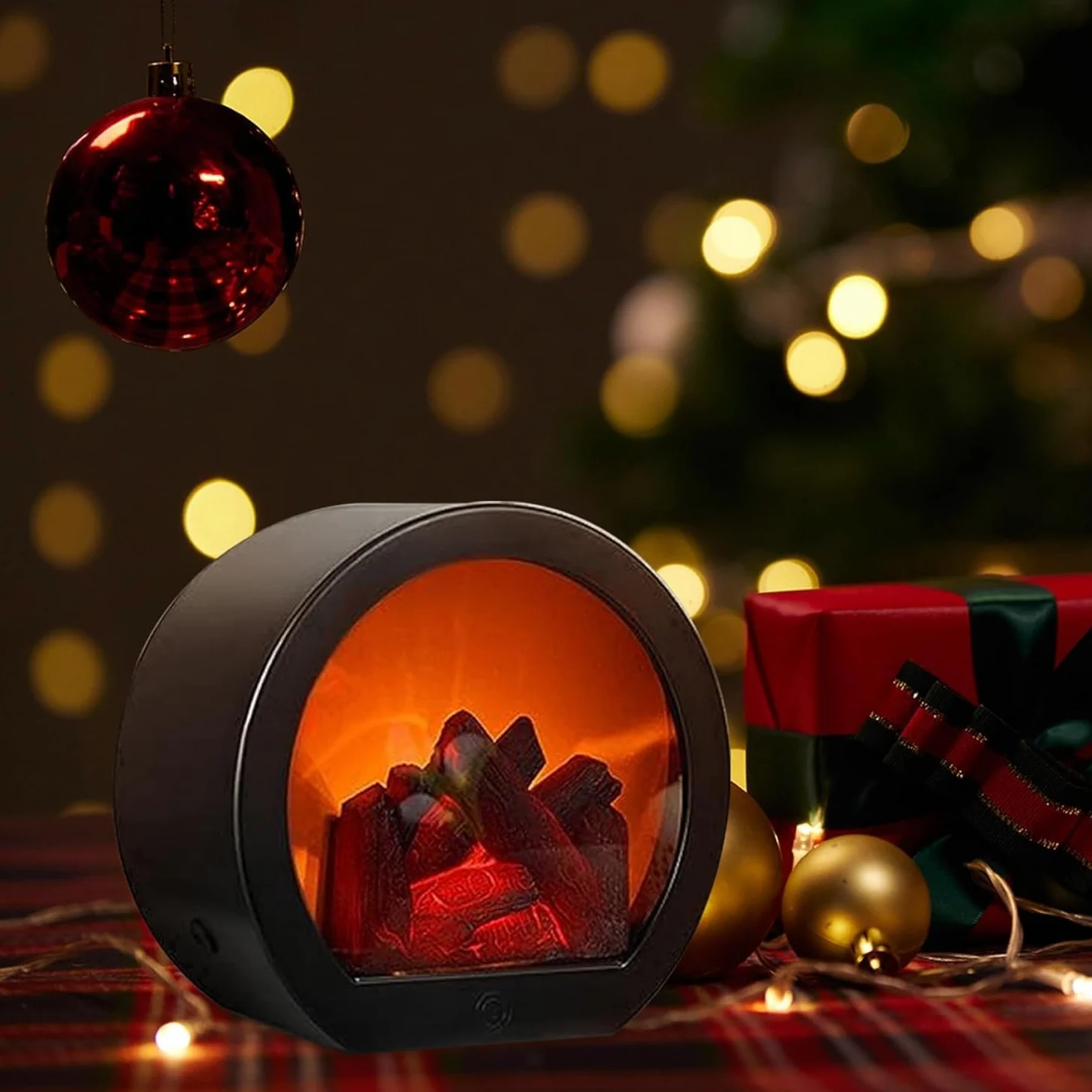Caminetto Elettrico con Effetto Fiamma LED, Lampada Alimentata Batteria Fuochi Elettrici da Terra, Caminetto, Bruciatore Elettrico per Ceppi, Decorazioni per La Casa B