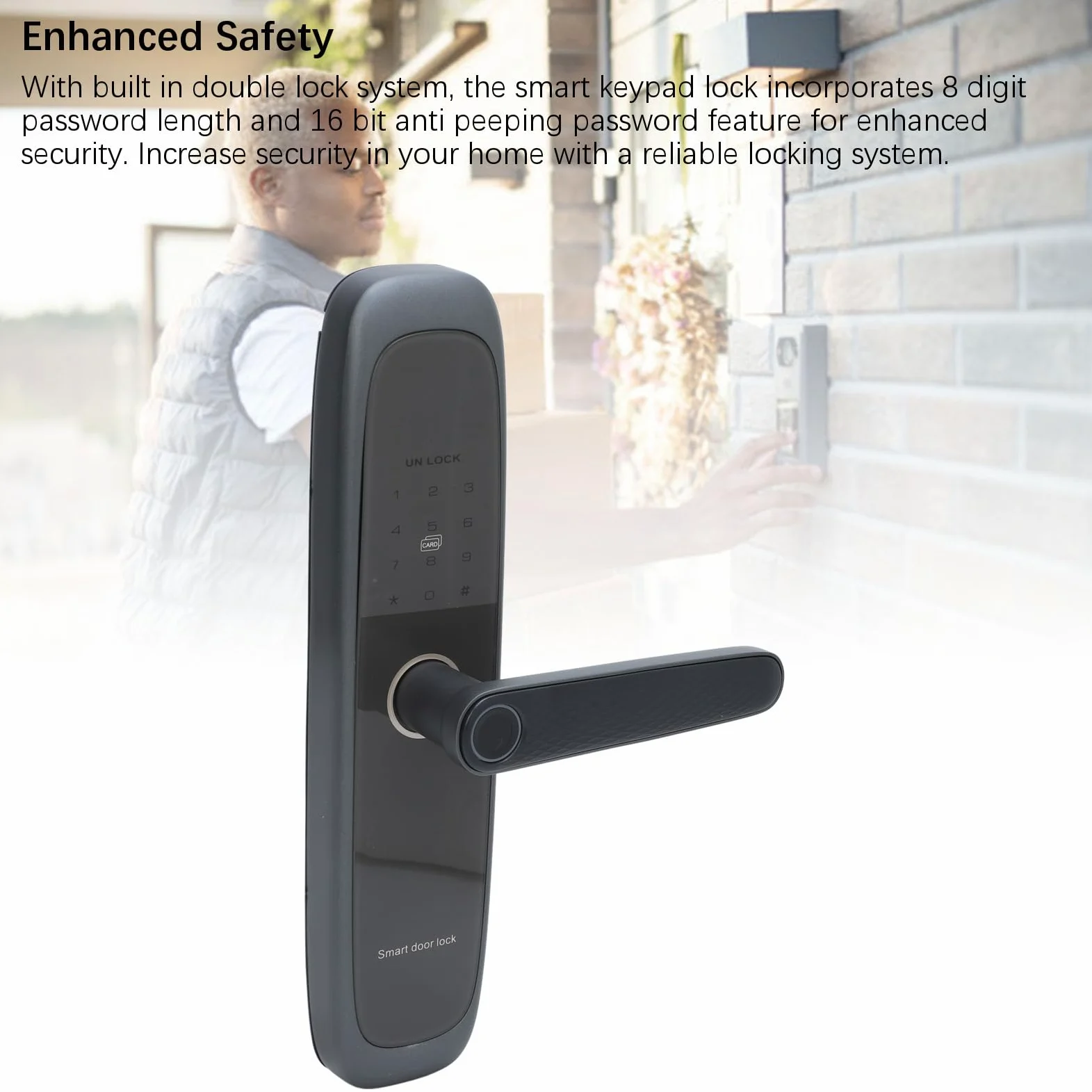 Tastiera con impronta digitale Serratura della maniglia della porta Serratura elettronica con ingresso senza chiave intelligente con controllo app Accesso di emergenza a sicurezza (6068)