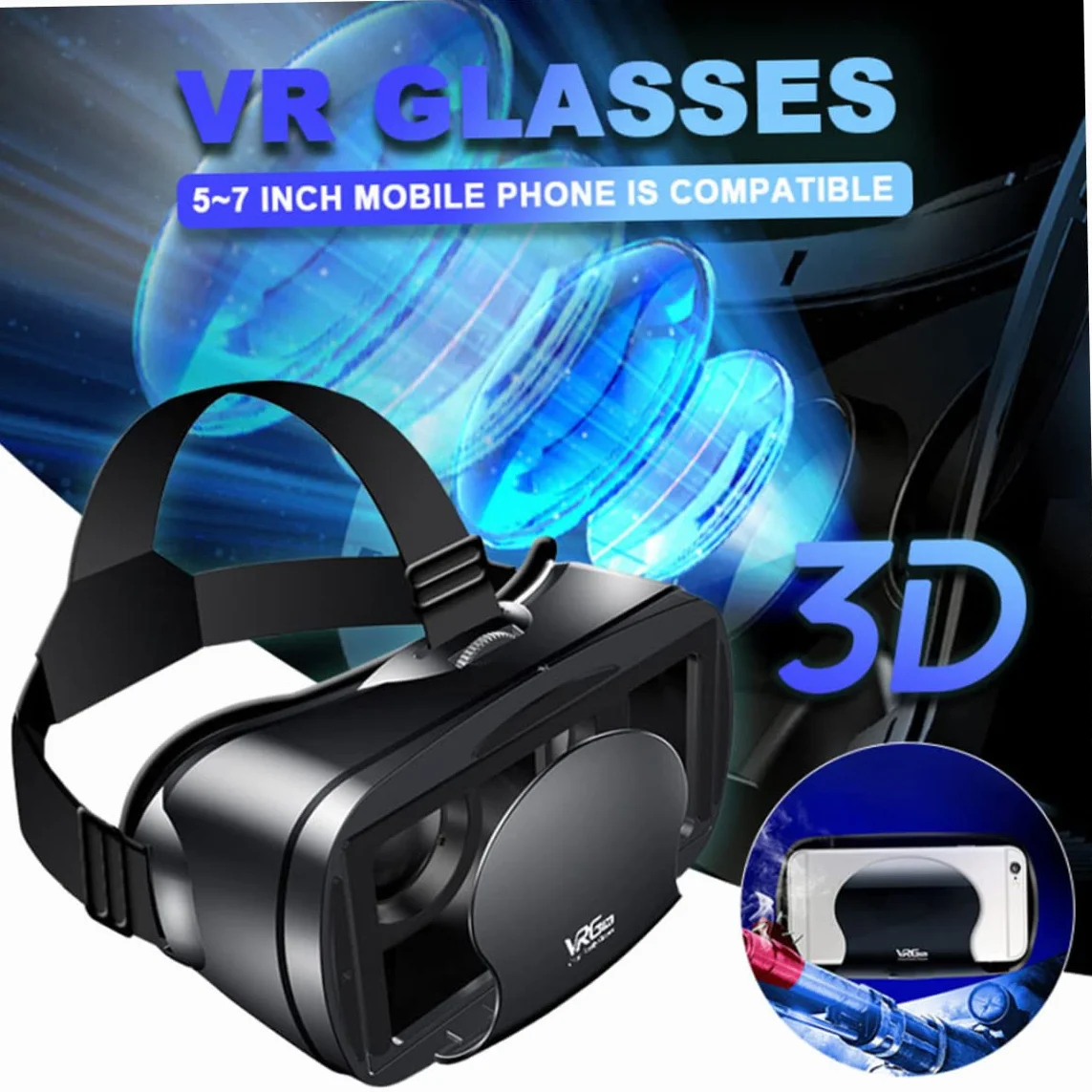 Occhiali per cuffie VR Schermo intero 3D Realtà virtuale grandangolare visiva VRG Pro per giochi di film per smartphone