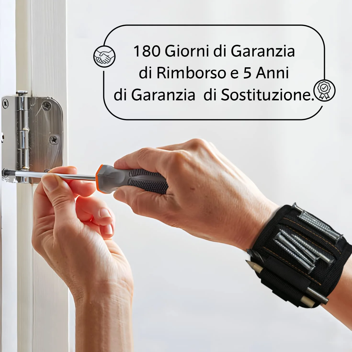 Bracciale Magnetico Artigiano con Stick Magnetico e Matita per Viti e Chiodi, Regalo Uomo