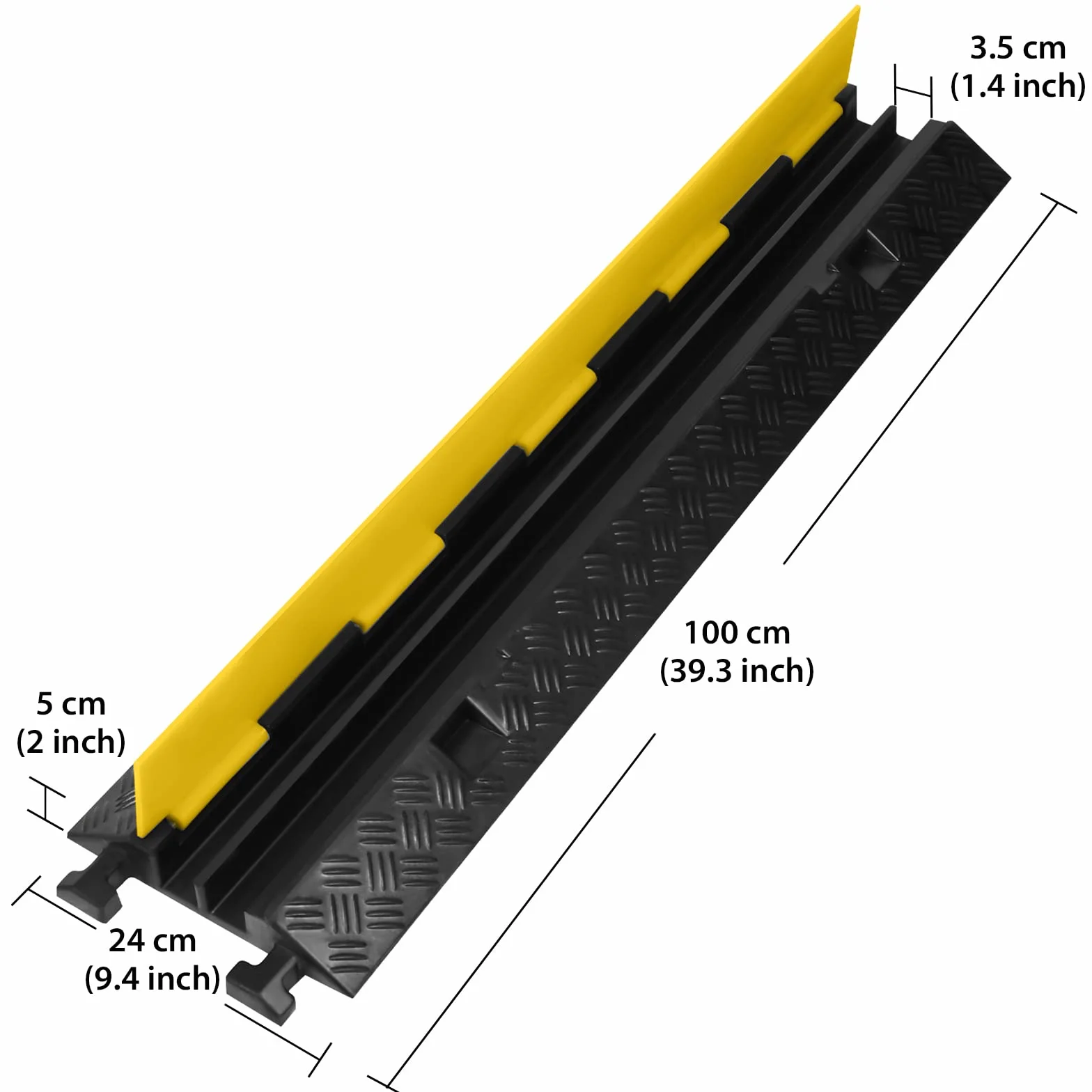 4 ponticelli per pavimento canalina per cavi modulare in gomma 100 x 24 x 5 cm nero/giallo