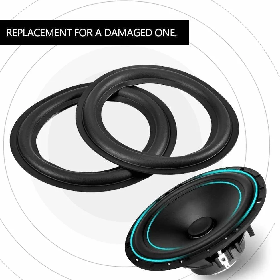 Zerone Altoparlante Riparazione Perforata Bordo Surround Kit Ricambio 2pcs 6 Pollici / 156mm Gomma Nero