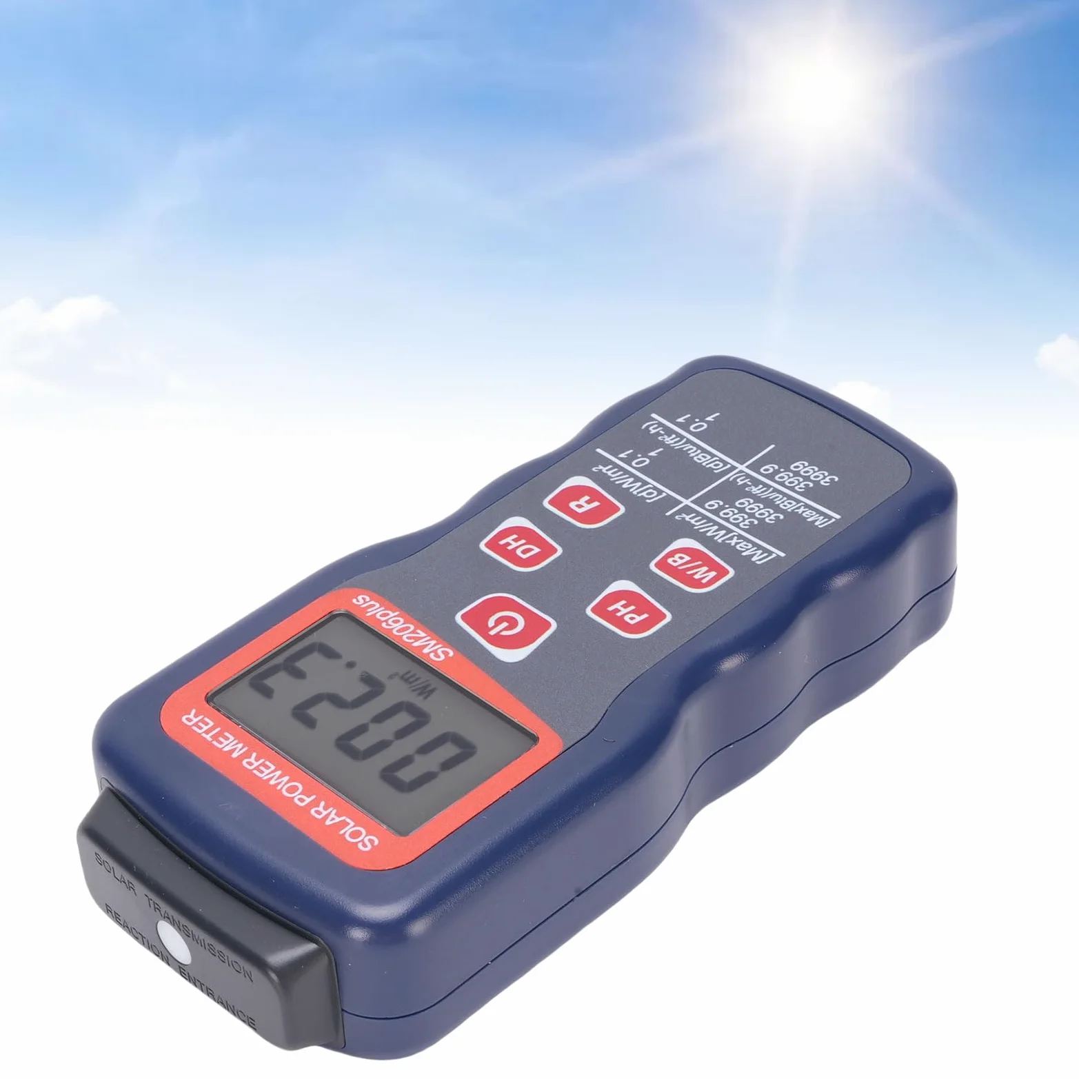Jeffergarden Tester Digitale di Energia Solare, Misuratore di Energia Solare con Misurazione Accurata per Ricerca, Uso Sul Campo, Display a Doppia unità