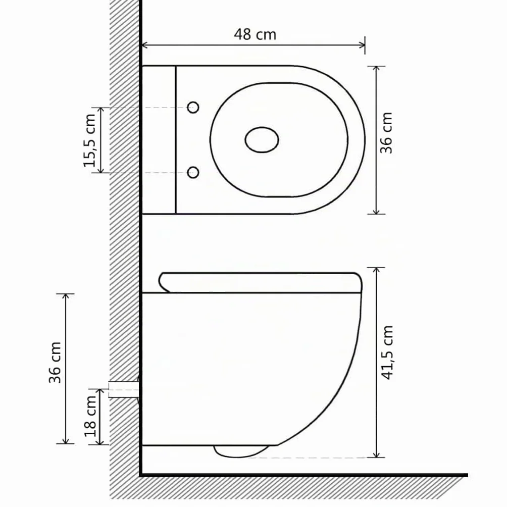 vidaXL Toaleta Podwieszana Bezramowa z Funkcją Bidet Ceramika Biała