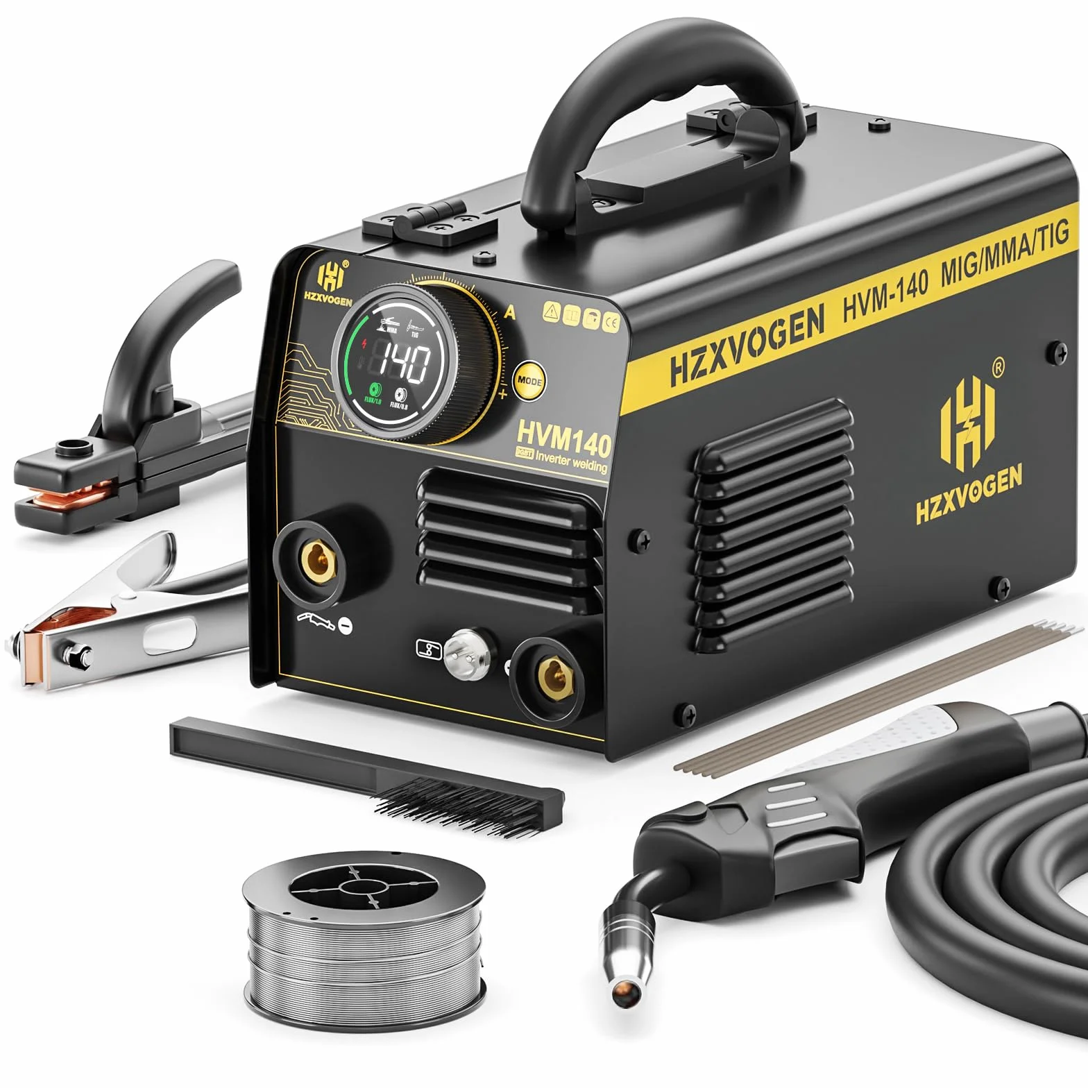 Saldatrice A Filo No Gas 140A 230V 3 in 1 Inverter MIG/MMA/Lift TIG HVM140