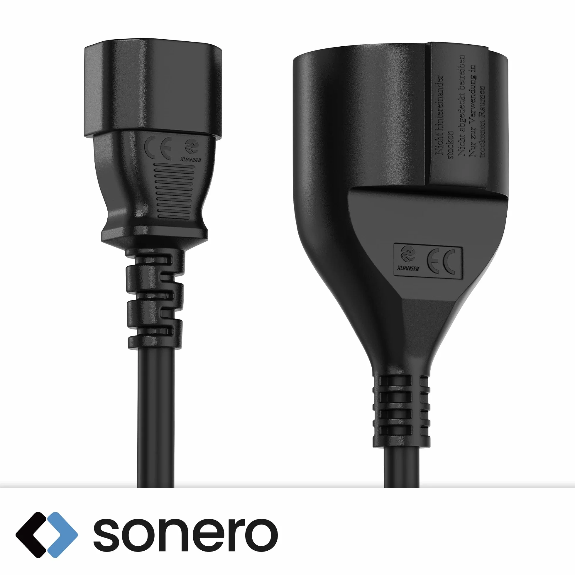 sonero adattatore cavo UPS, cavo di alimentazione da C14 a CEE7, 3 pin, 1,00m, robusto cavo per alimentatore, computer, workstation, sistemi di sicurezza, monitor, spina di rete, nero