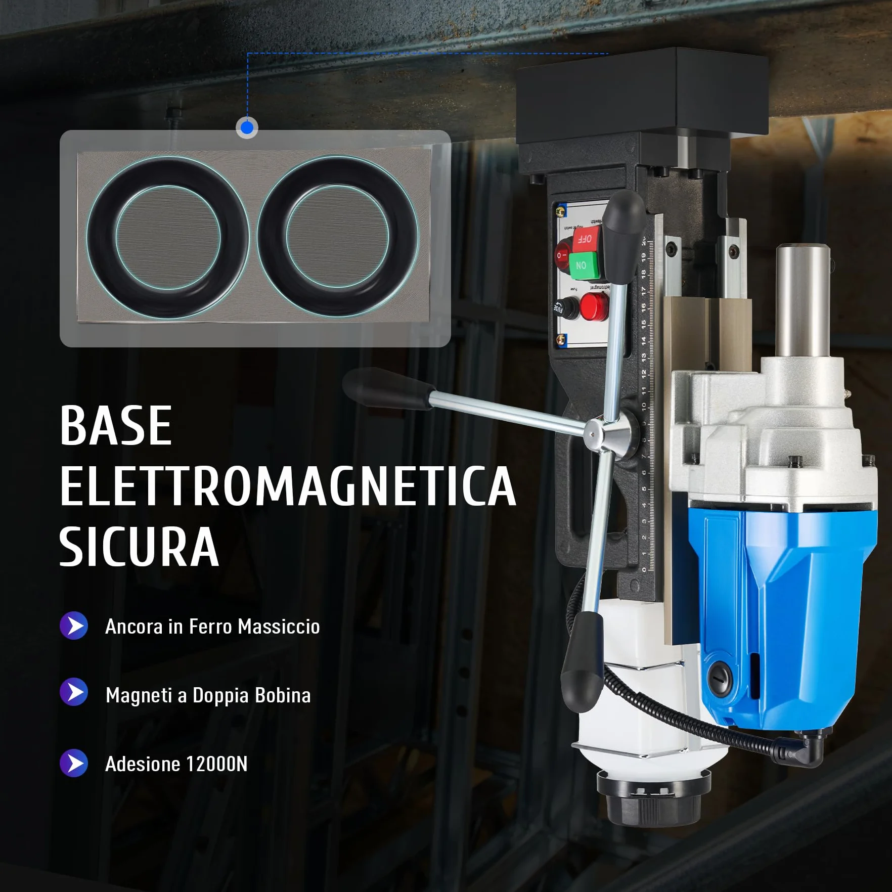 ZELCAN 1100W Trapano Magnetico Elettromagnetico Portatile 1200N 40 mm, Profondità 50 mm