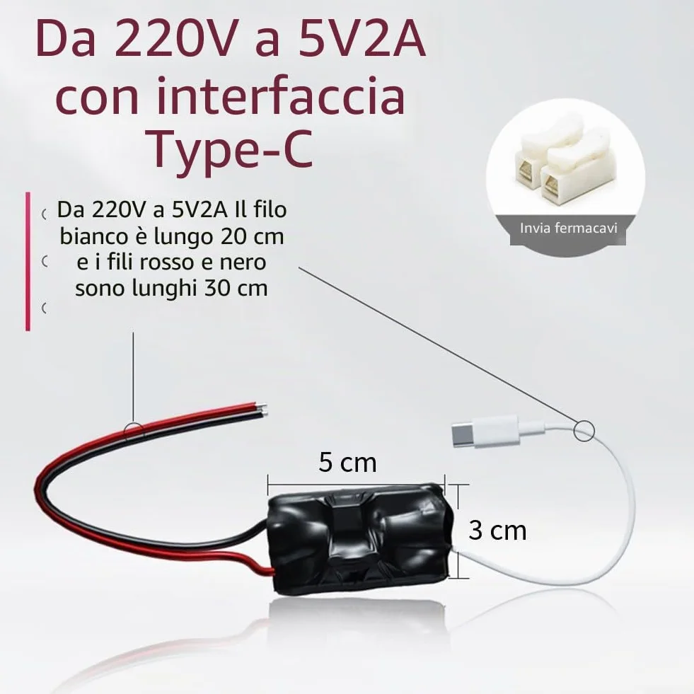 Alimentatore da 220V a 5V 2A con protezione completa di sicurezza per telecamere (A)