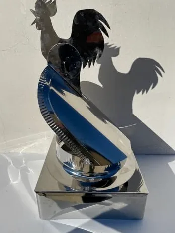 Fumaiolo Girevole comignolo Gallo Inox con Galletto (42x42cm)