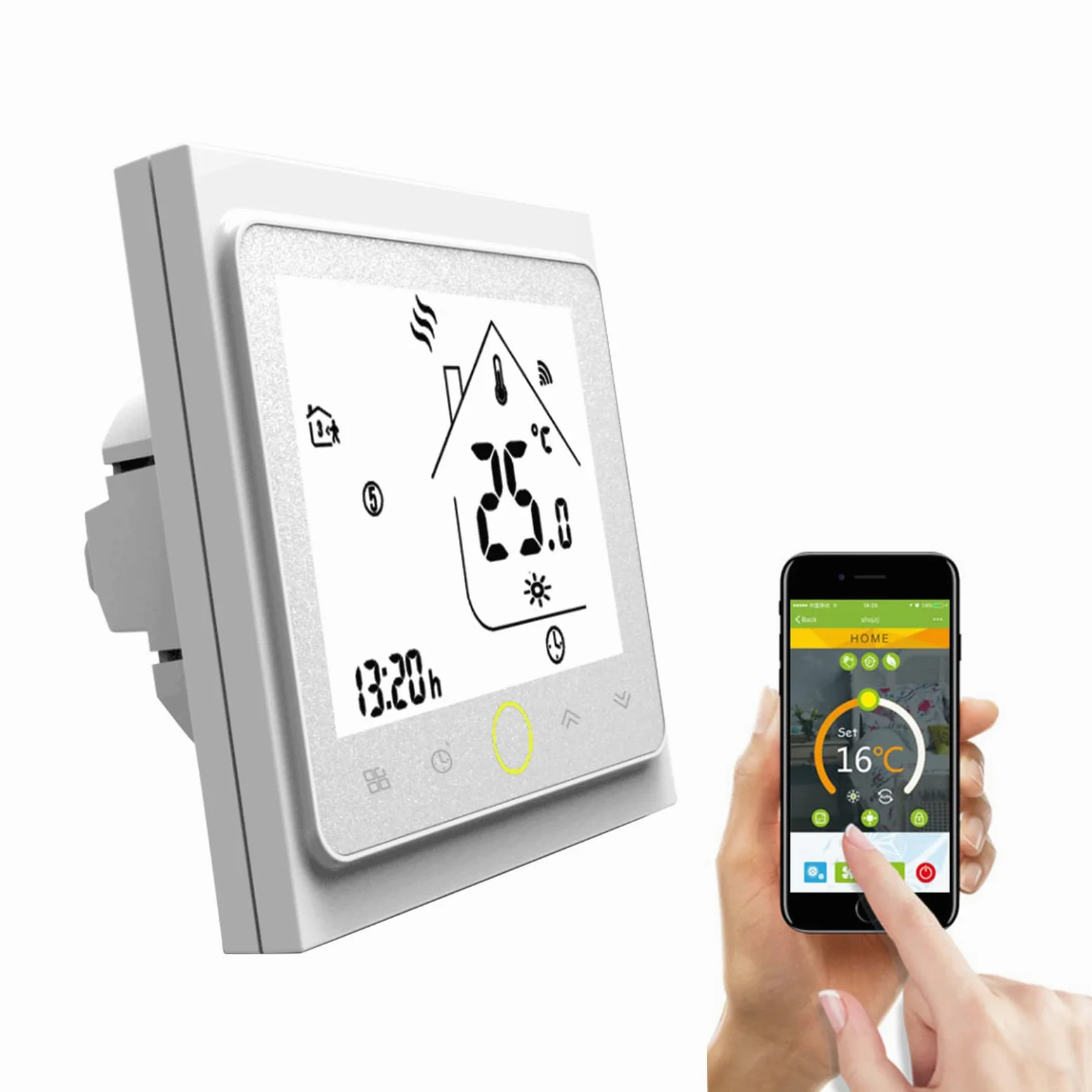 Termostato WiFi contatto secco caldaie gas acqua riscaldamento 5A | Controlador programable 95-240V con contacto seco compatible Alexa & Google Home