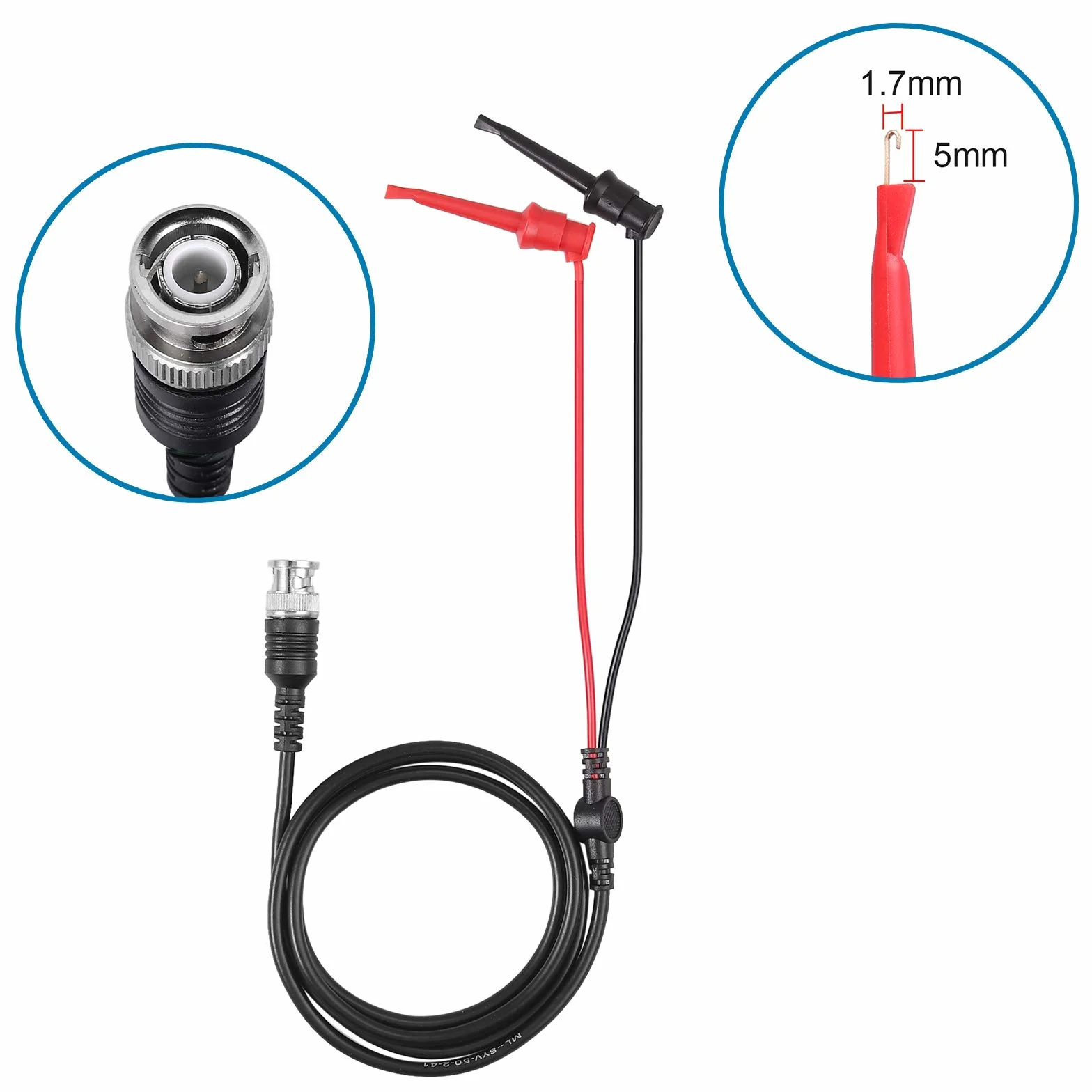 AUTOUTLET - Sonda oscilloscopio 200 Mhz con clip per test BNC P2200 10X/1X nero con BNC a mini grabber e kit di strumenti di regolazione