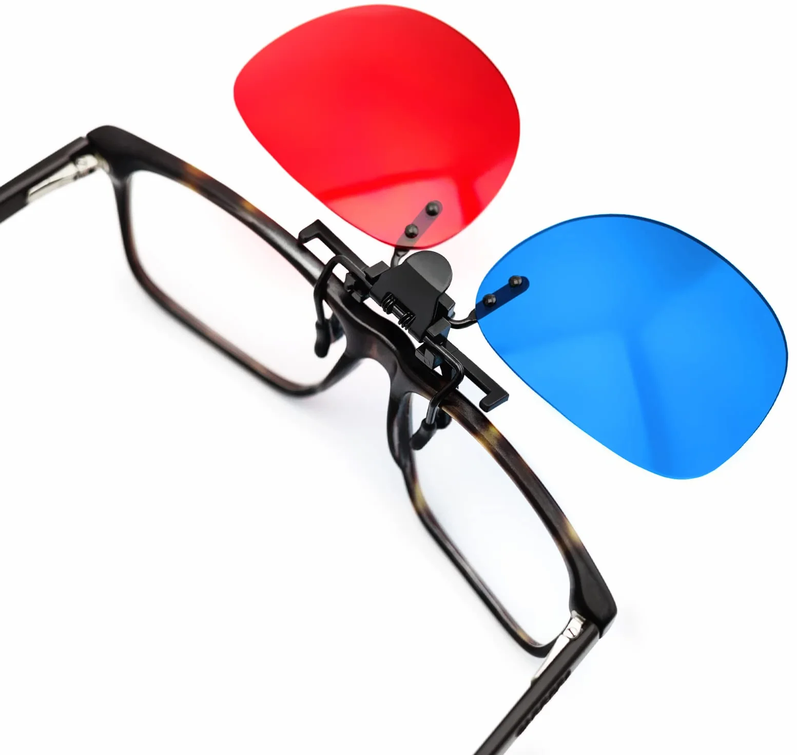 Set di 4 occhiali 3D Clip-On 3D in rosso/blu, occhiali anaglifici 3D per portatori di occhiali, perfetti per film 3D, giochi per PC 3D, immagini 3D, video 3D (YouTube), proiezioni 3D e molto