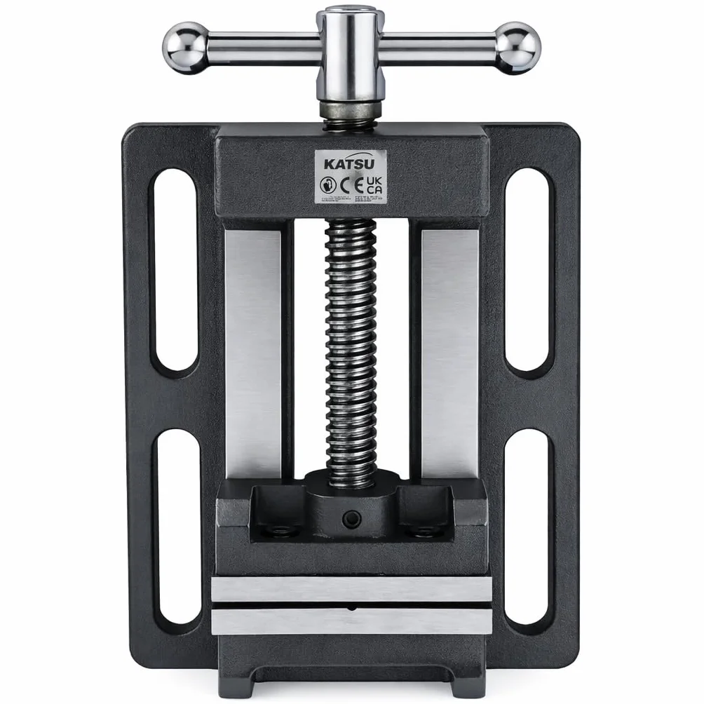 KATSU Morsa per Trapano a Colonna 4" (100mm) con Barra di Guida, Morsetto da Banco per Trapano a Colonna di Qualità Professionale per Officina e Fresatrici 4022704