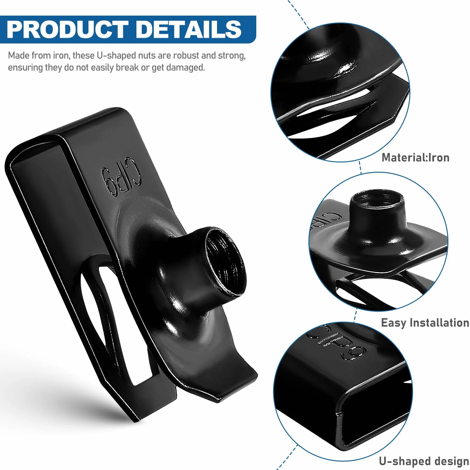 20 pezzi M6 clip estrusi tipo U accessori metallici auto carrozzeria cofano paraurti
