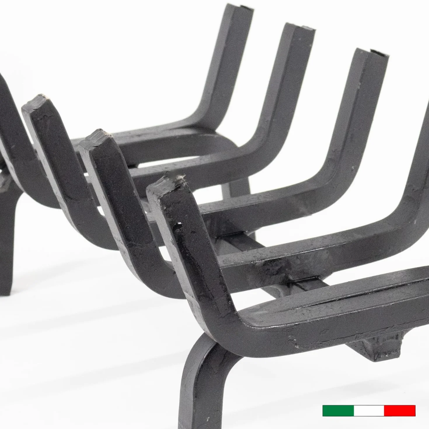 MOHOME Brucialegna per Camino in Ferro Battuto Nero Made in Italy 5 Barre Griglia 30x20x15 cm Braciere per Camino Poggia Legna Piedi Rialzati Portalegna per Caminetti Accessori Attrezzi Camino