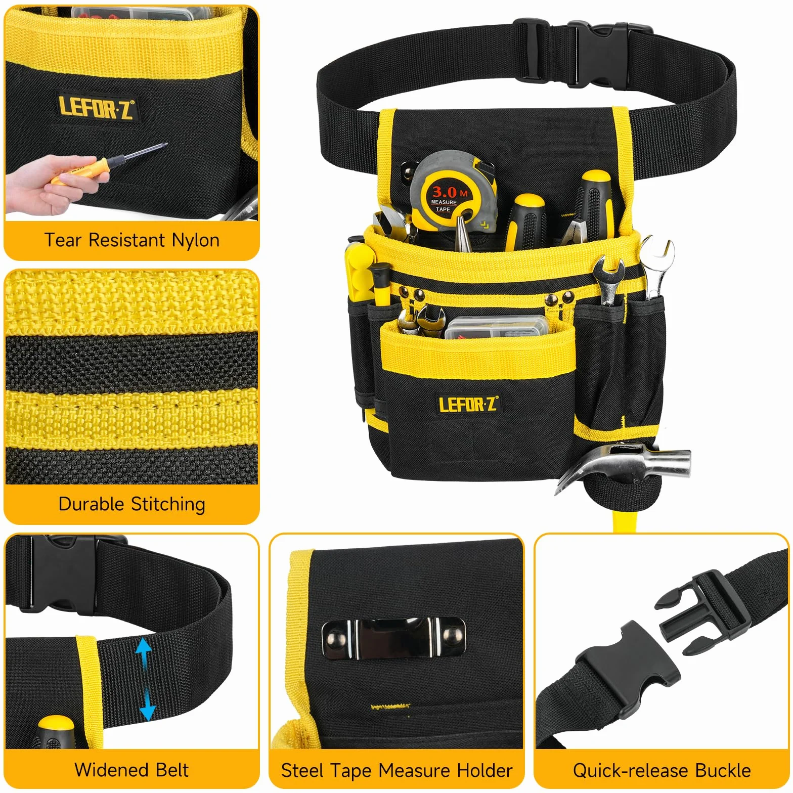 Cintura per Attrezzi da Lavoro Elettricista 13 Tasche Regolabile Imbottita Tasche Magnetiche Staccabili