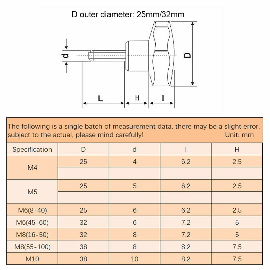 Vite a testa zigrinata M6×40mm Manopola di serraggio in plastica nera Maniglia a stella per macchina utensile