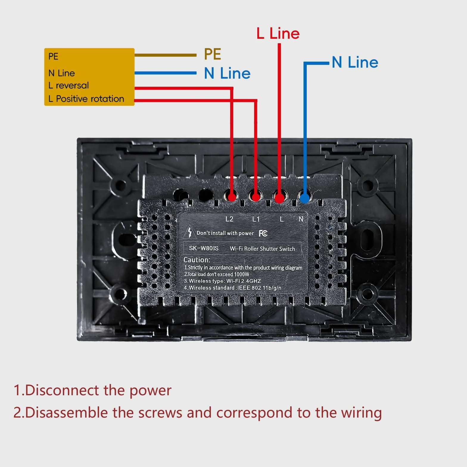 Interruttore intelligente per tapparelle con cavo neutro richiesto, interruttore WiFi per tapparelle da 2,4 GHz con controllo vocale remoto, pannello in vetro temperato, funziona con Alexa e