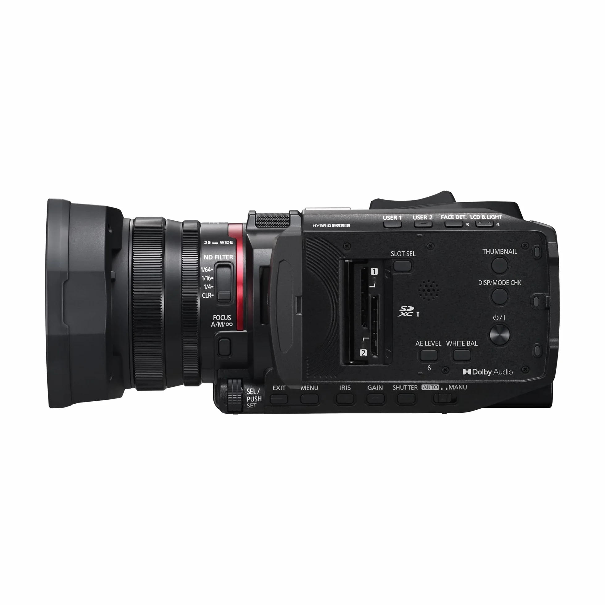 Panasonic HC-X1200E Videocamera Palmare 4K 60p con Obiettivo Grandangolare da 25 mm, Zoom Ottico 24x, OIS Ibrido a 5 Assi, USB PD, Nero
