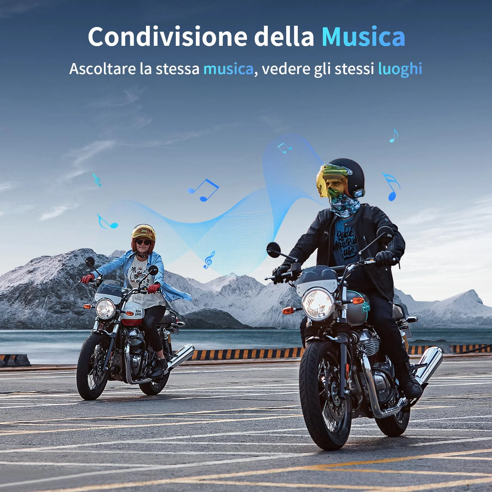 Fodsports M1-S Plus Interfono Moto con Condivisione Musica,Auricolare Casco Bluetooth Coppia,2000M Sistema di Comunicazione Casco,Fino a 10 Persone, Audio Multitasking Cablato,Universale Sciare/ATV