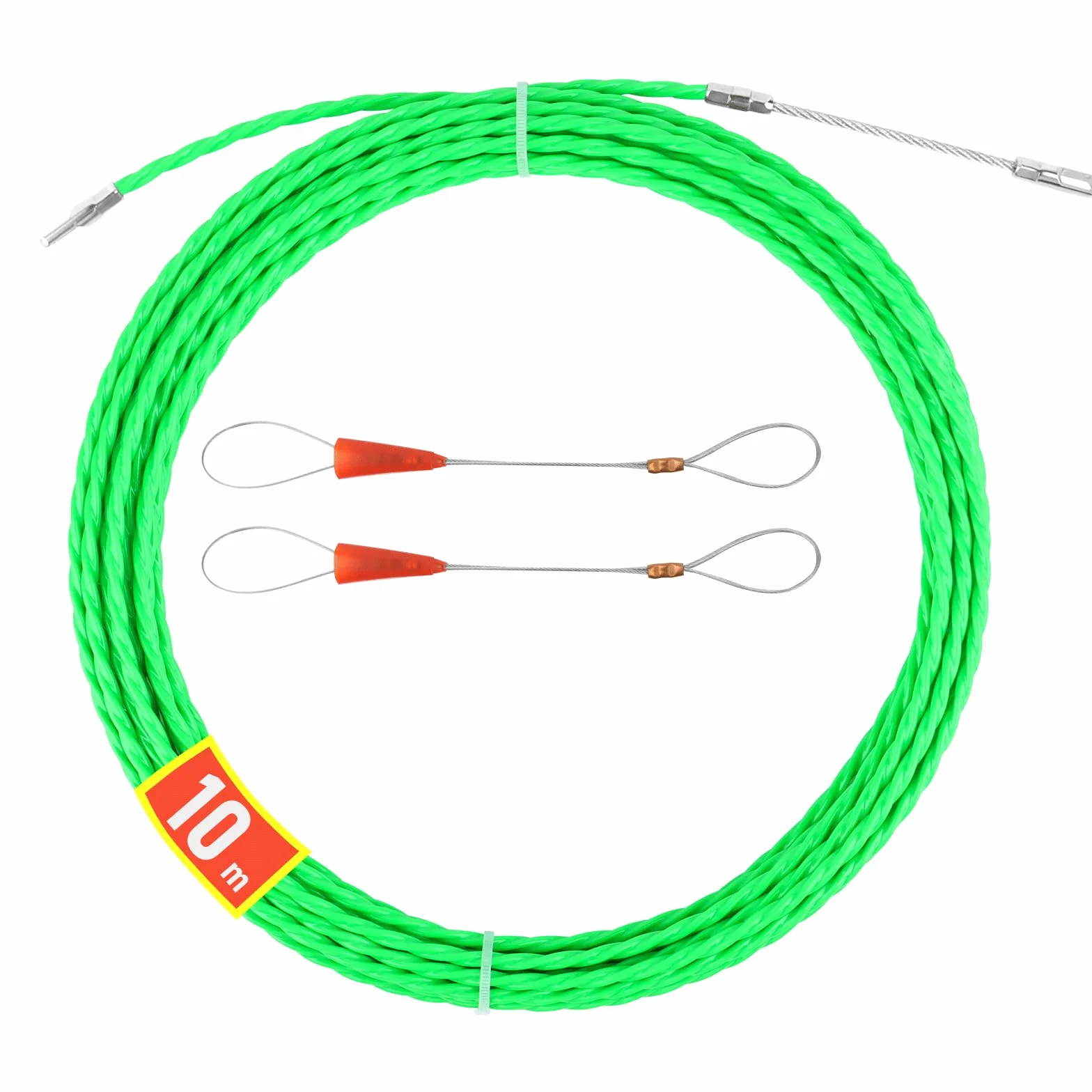Sonda Passacavi 10m, RISVOWO 4.5mm Sonda Elettricista con 2 Molla di Guida, Sonda Tiracavi Cavo, Molla Elettricista, Canalina Passacavi, Estrattore Cavi per L’Installazione di Cavi (Verde)